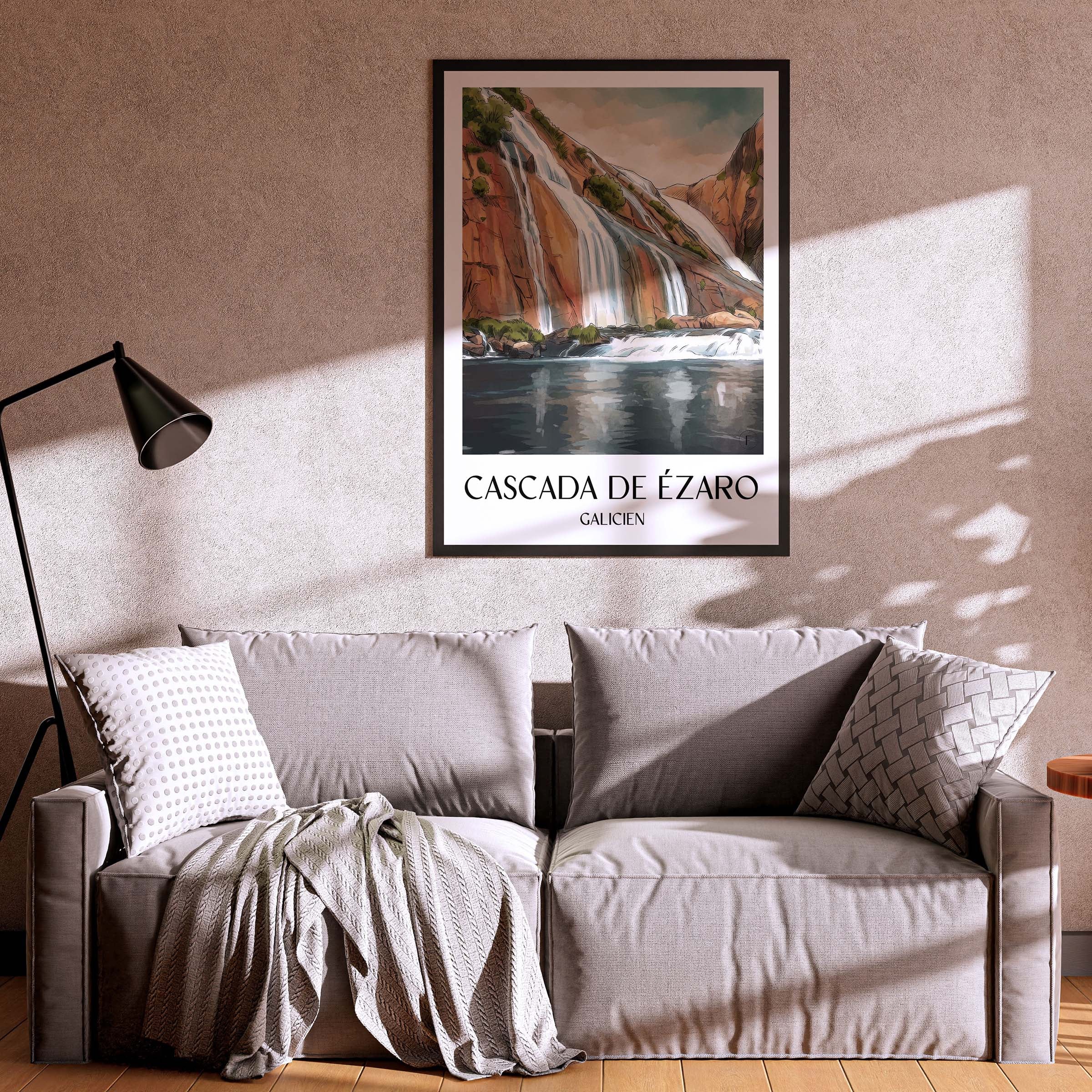 cascada-de-ézaro-galicien-spanien-poster-aquarell