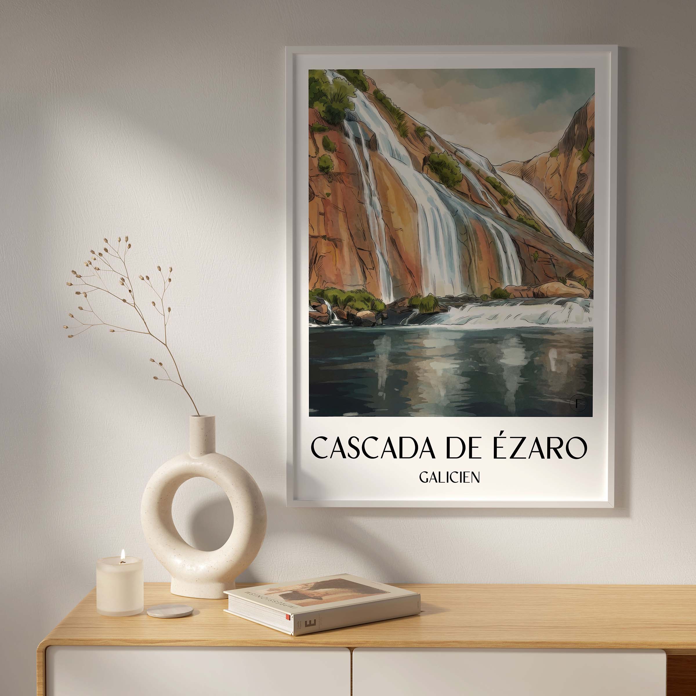 cascada-de-ézaro-galicien-spanien-poster-aquarell