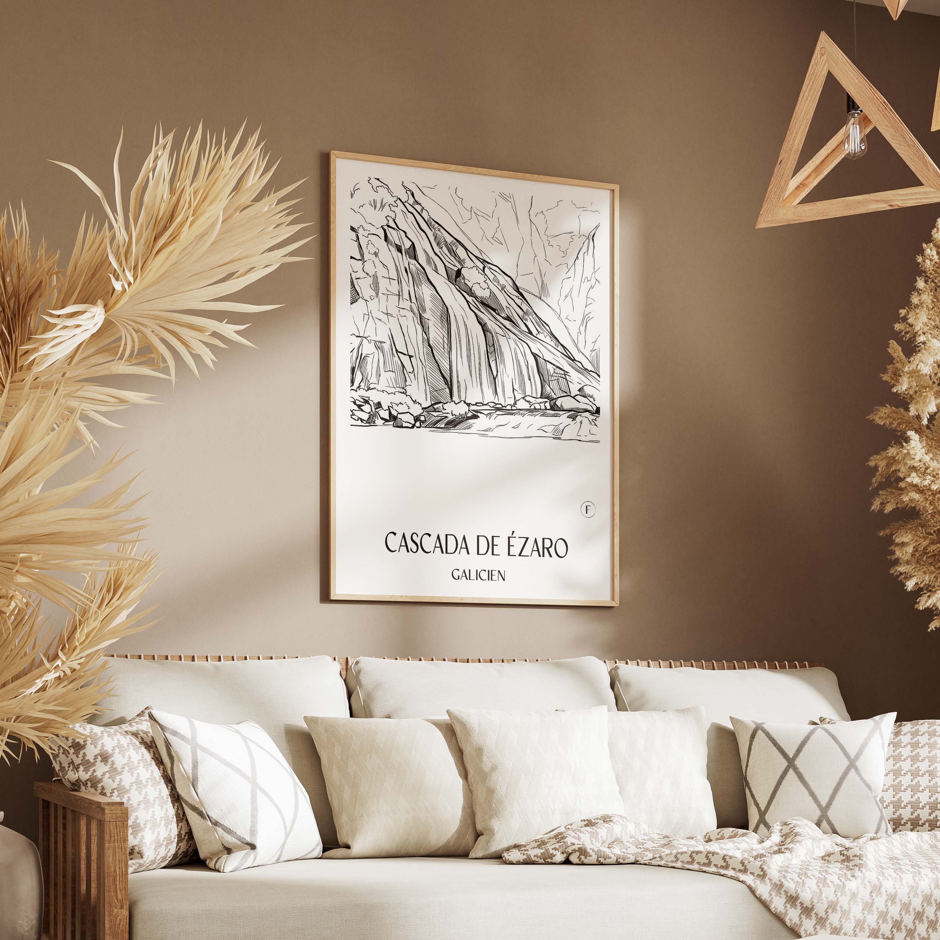 cascada-de-ézaro-galicien-spanien-poster-skizze