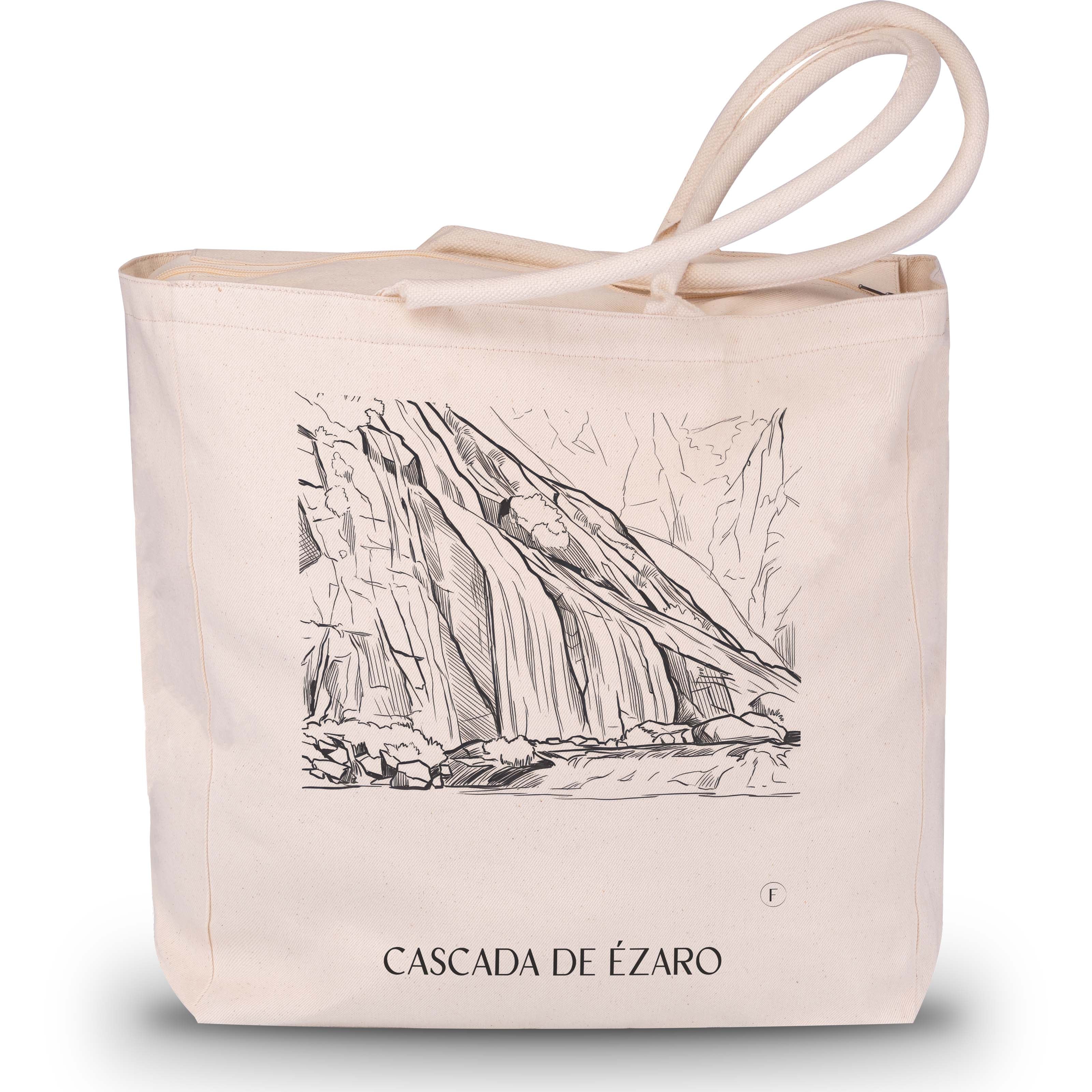 cascada-de-ézaro-galicien-spanien-einkaufstasche-skizze