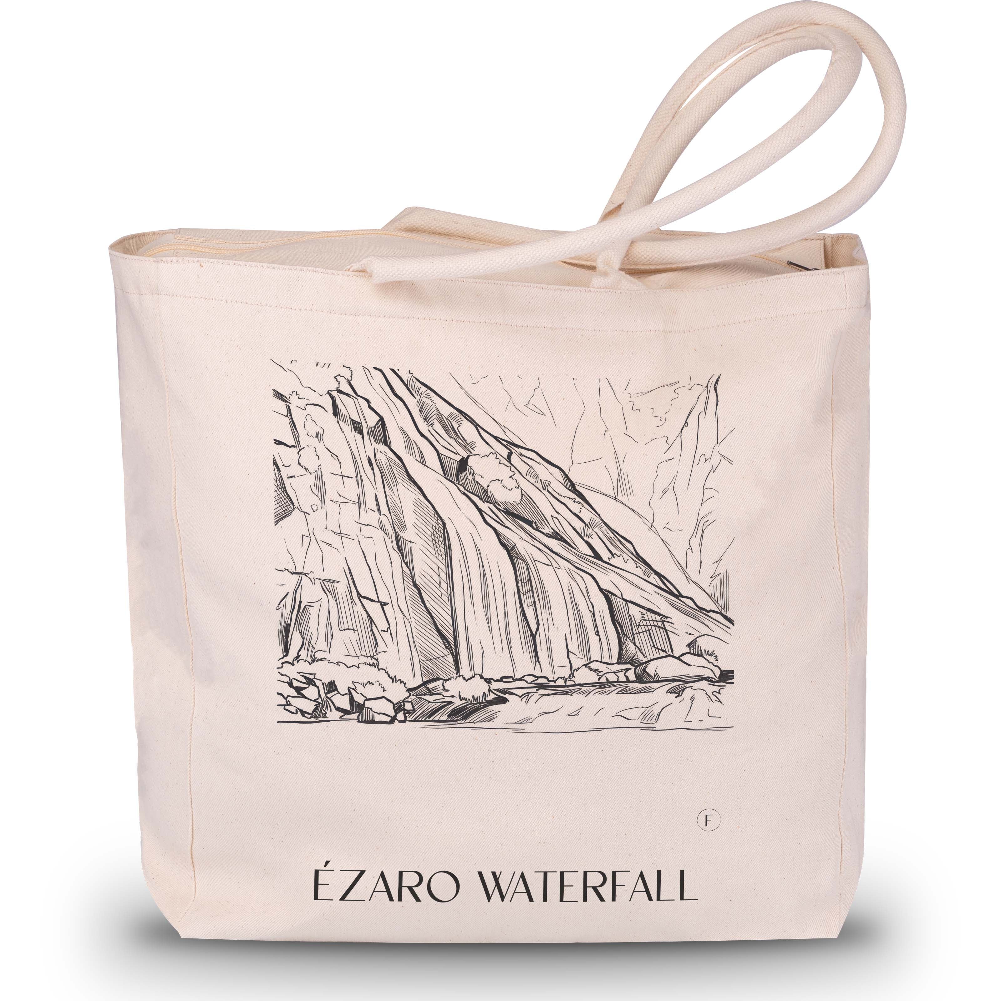 Cascada de Ézaro Shopping Tasche - Galicien - Spanien Tote Bag - Einkaufstasche im Skizze Stil - favplace