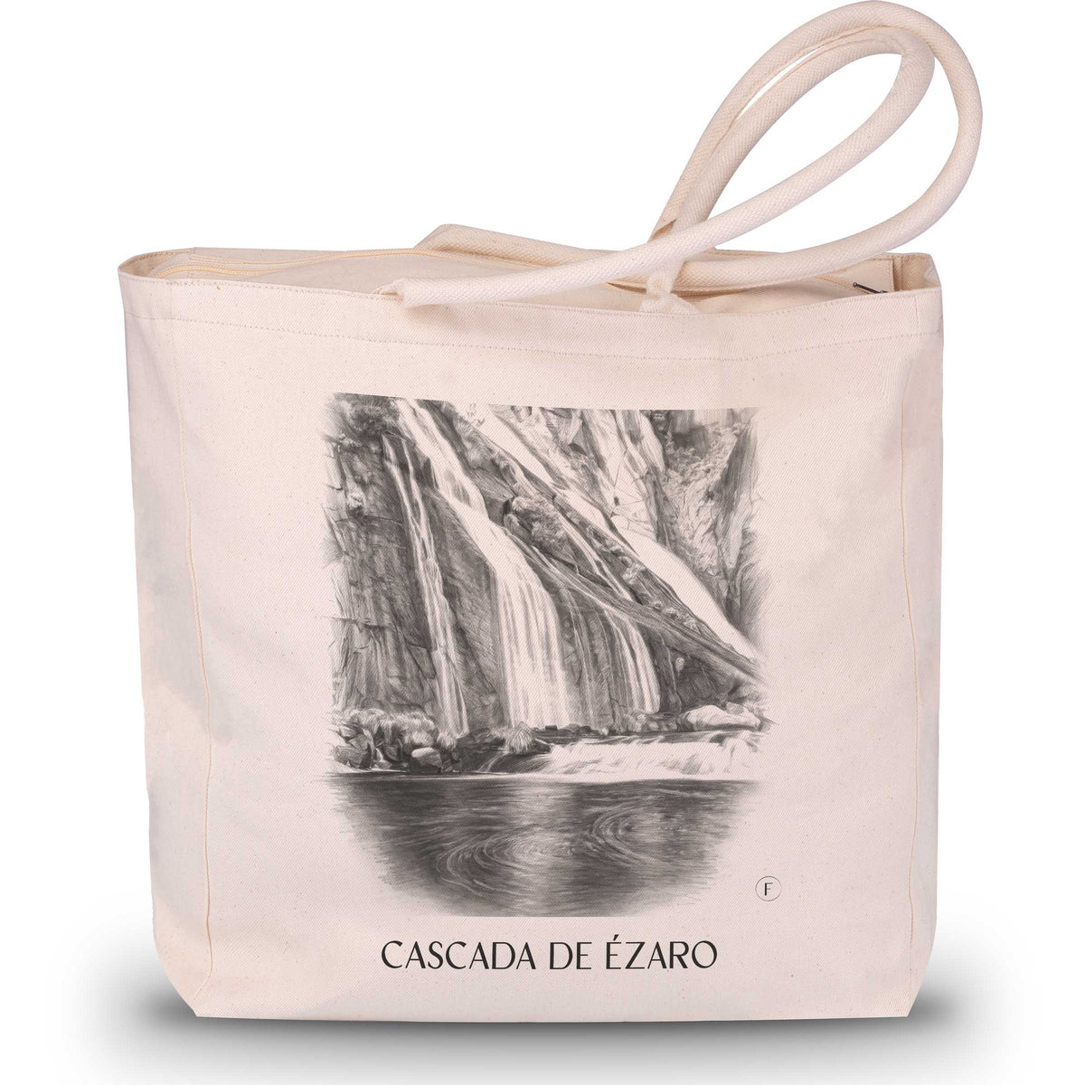 Cascada de Ézaro Shopping Tasche - Galicien - Spanien Tote Bag - Einkaufstasche im Zeichnung Stil - favplace