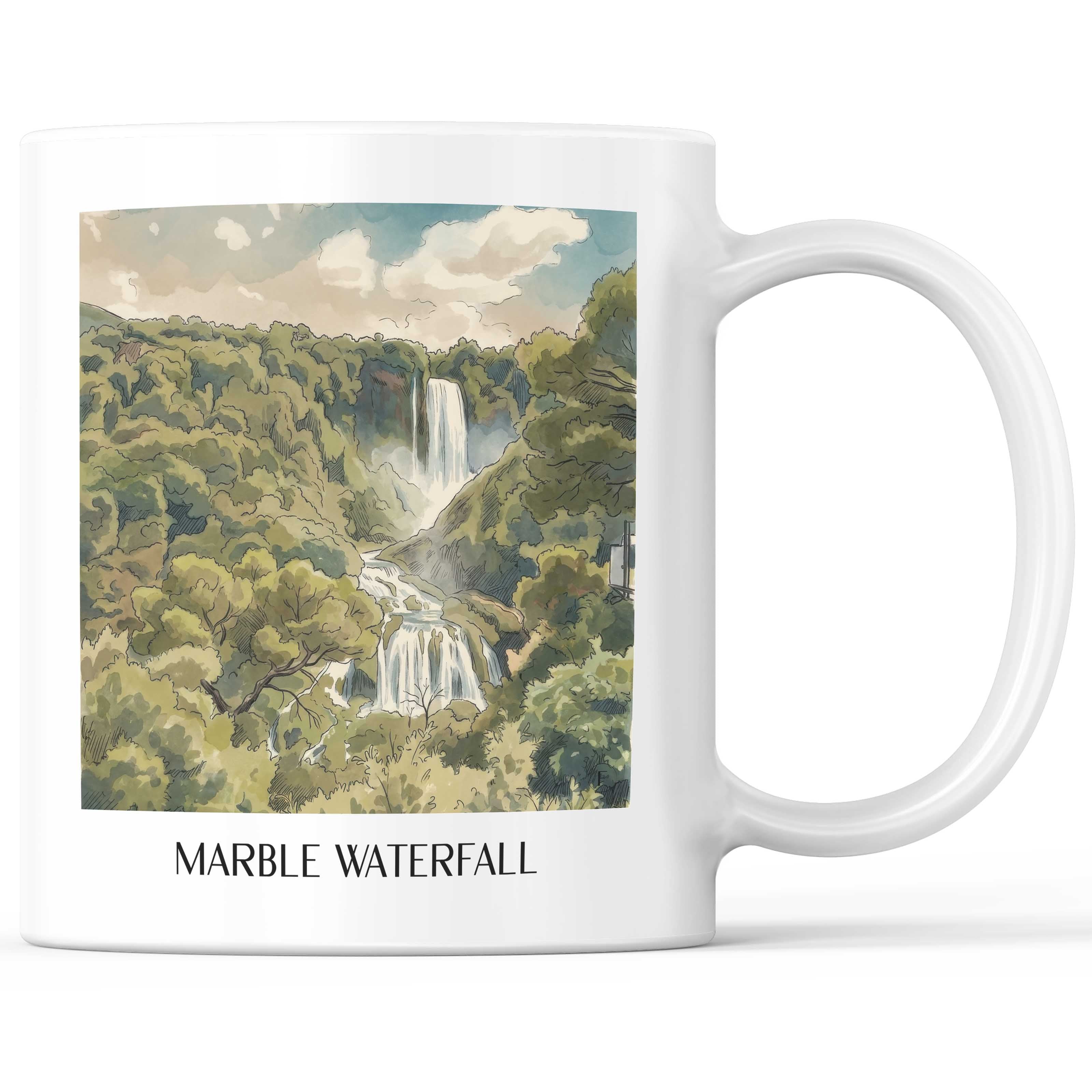 Cascata delle Marmore Kaffeebecher - Umbrien - Italien Becher - Kaffeetasse im Aquarell Stil - favplace