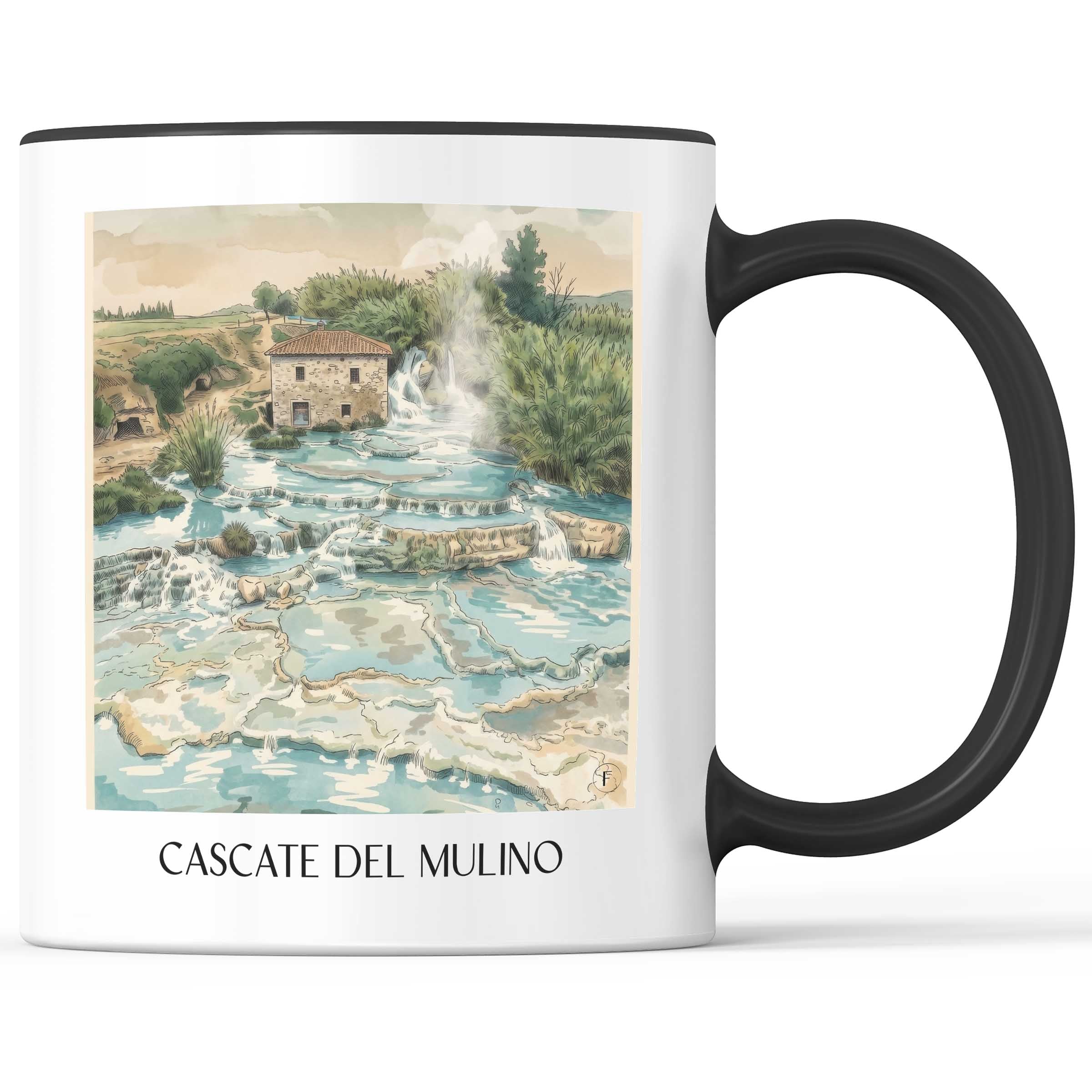 Cascate del Mulino Kaffeebecher - Saturnia - Italien Becher - Kaffeetasse im Aquarell Stil - favplace