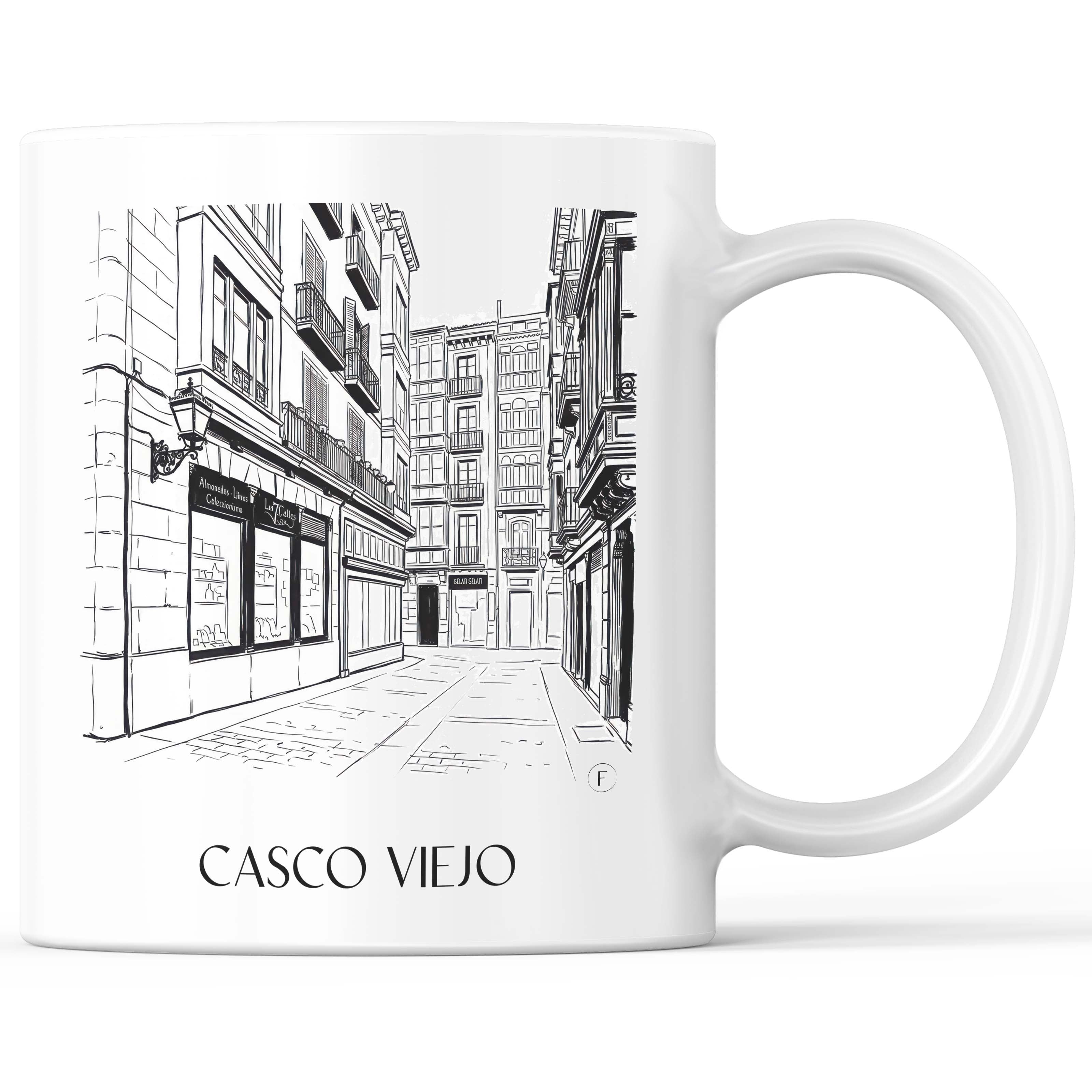 Casco Viejo Kaffeebecher - Bilbao - Spanien Becher - Kaffeetasse im Skizze Stil - favplace