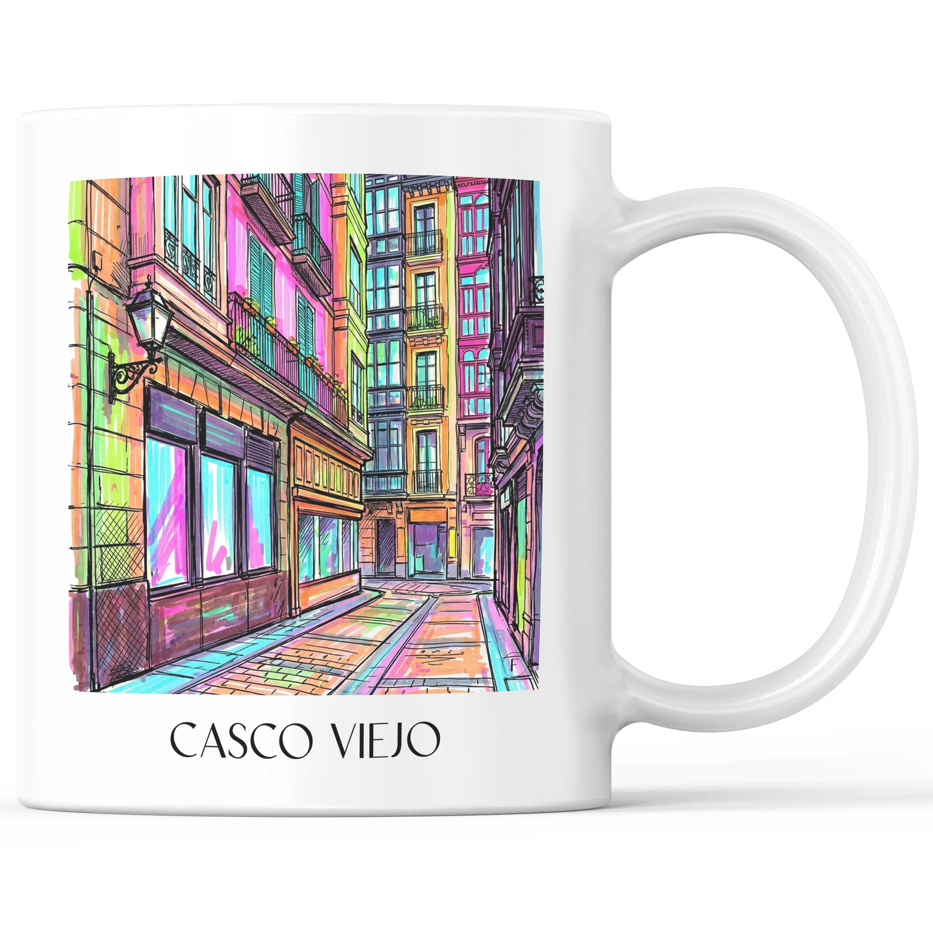 Casco Viejo Kaffeebecher - Bilbao - Spanien Becher - Kaffeetasse im Tag Graffiti Stil - favplace