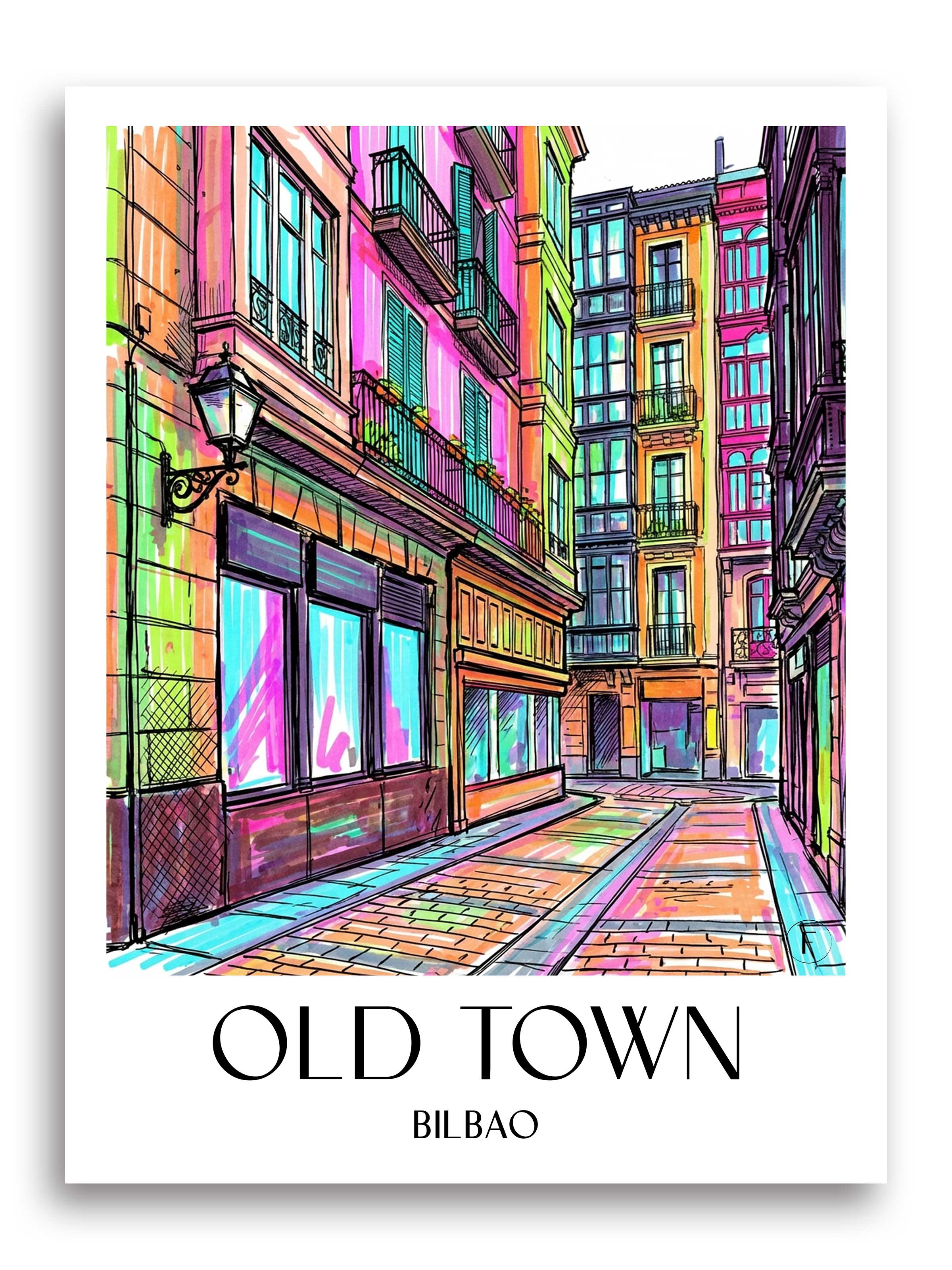 Casco Viejo Poster - Bilbao - Spanien Kunstdruck - Tag Graffiti von A4 bis A1 - favplace