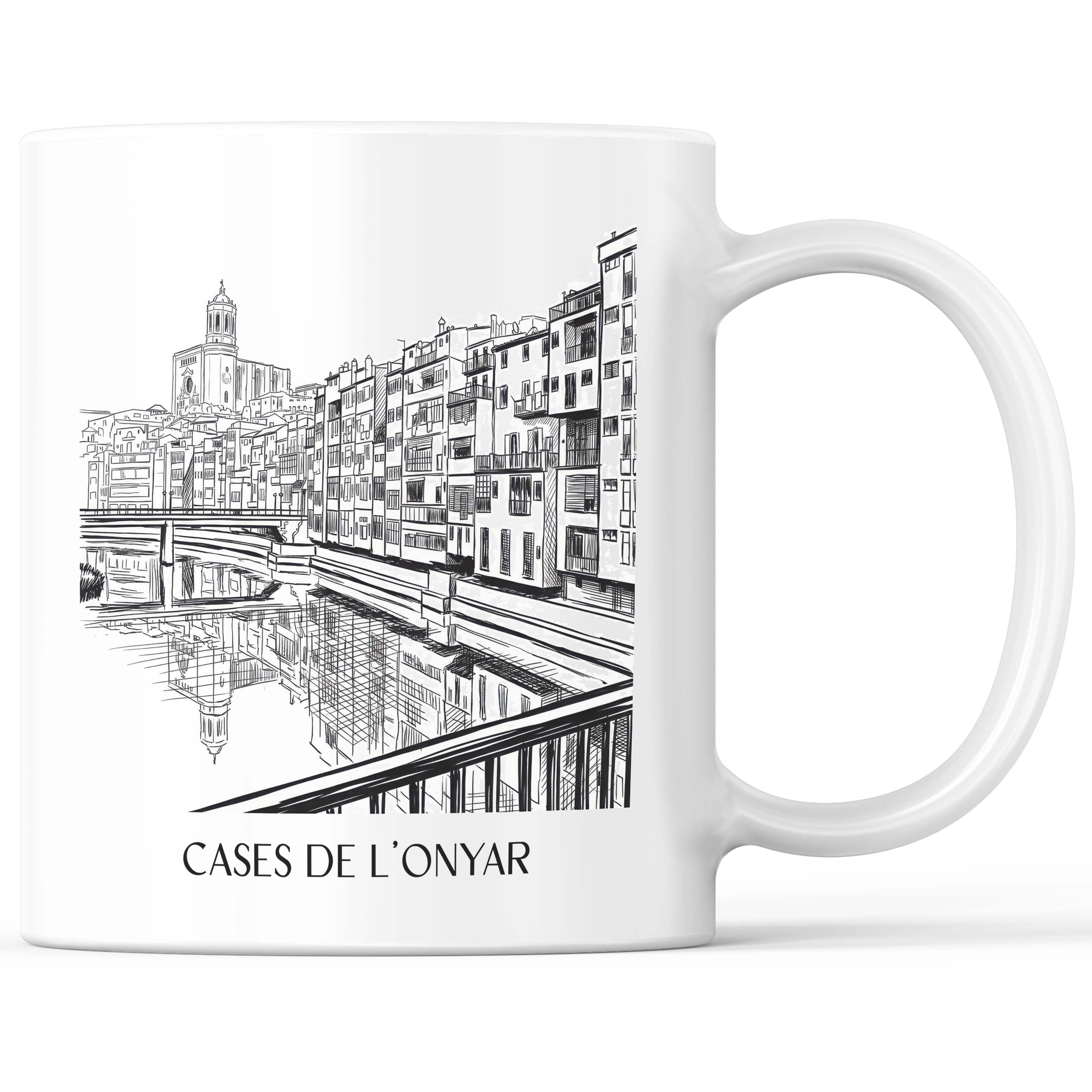 Cases de l'Onyar Kaffeebecher - Girona - Spanien Becher - Kaffeetasse im Skizze Stil - favplace