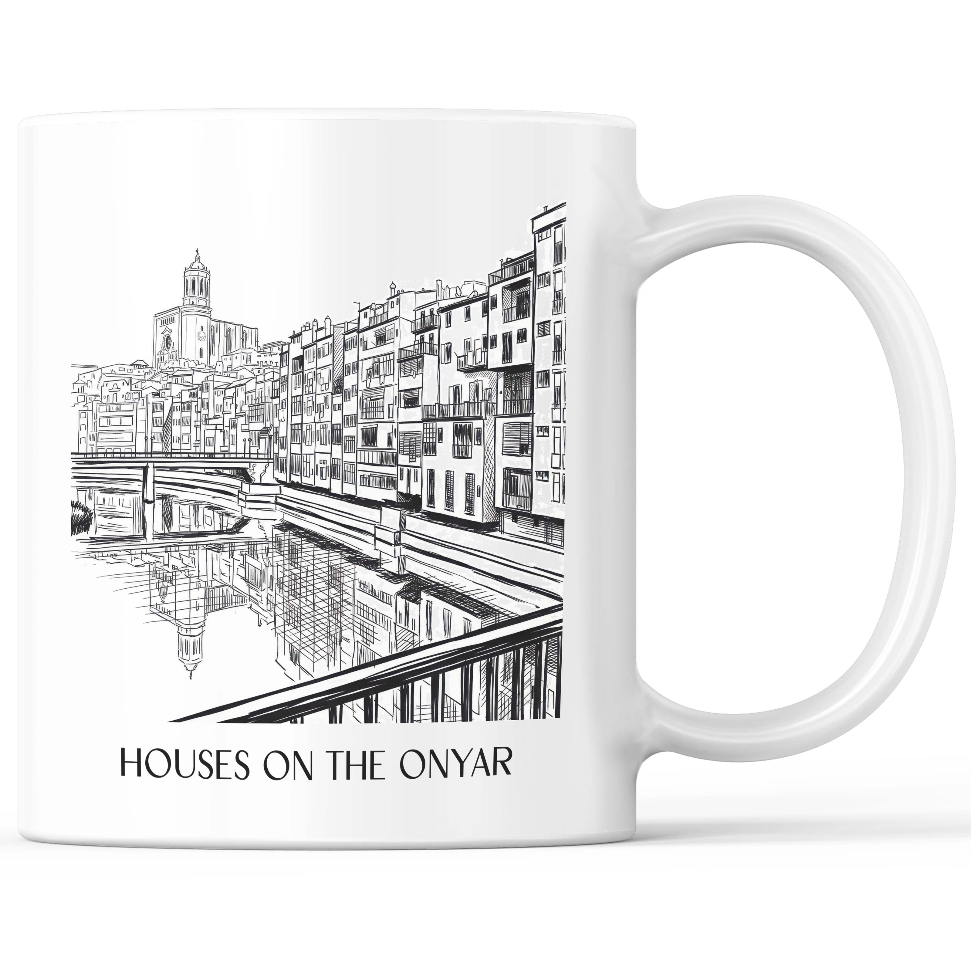 Cases de l'Onyar Kaffeebecher - Girona - Spanien Becher - Kaffeetasse im Skizze Stil - favplace