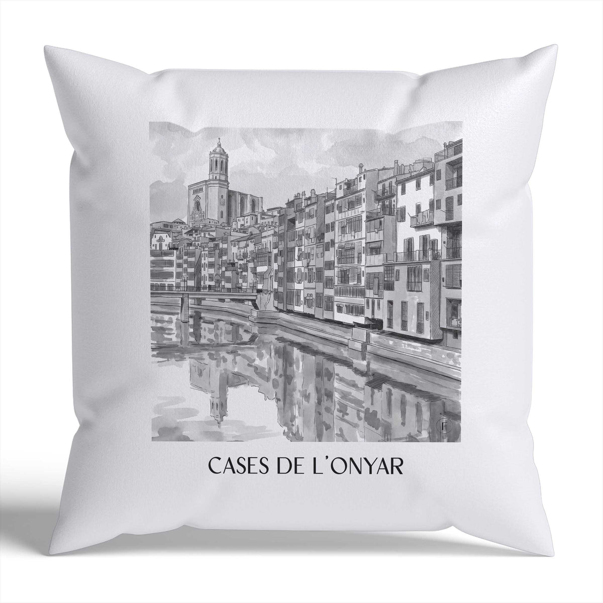 cases-de-l'onyar-girona-spanien-kissenbezug-aquarell-schwarz-weiss