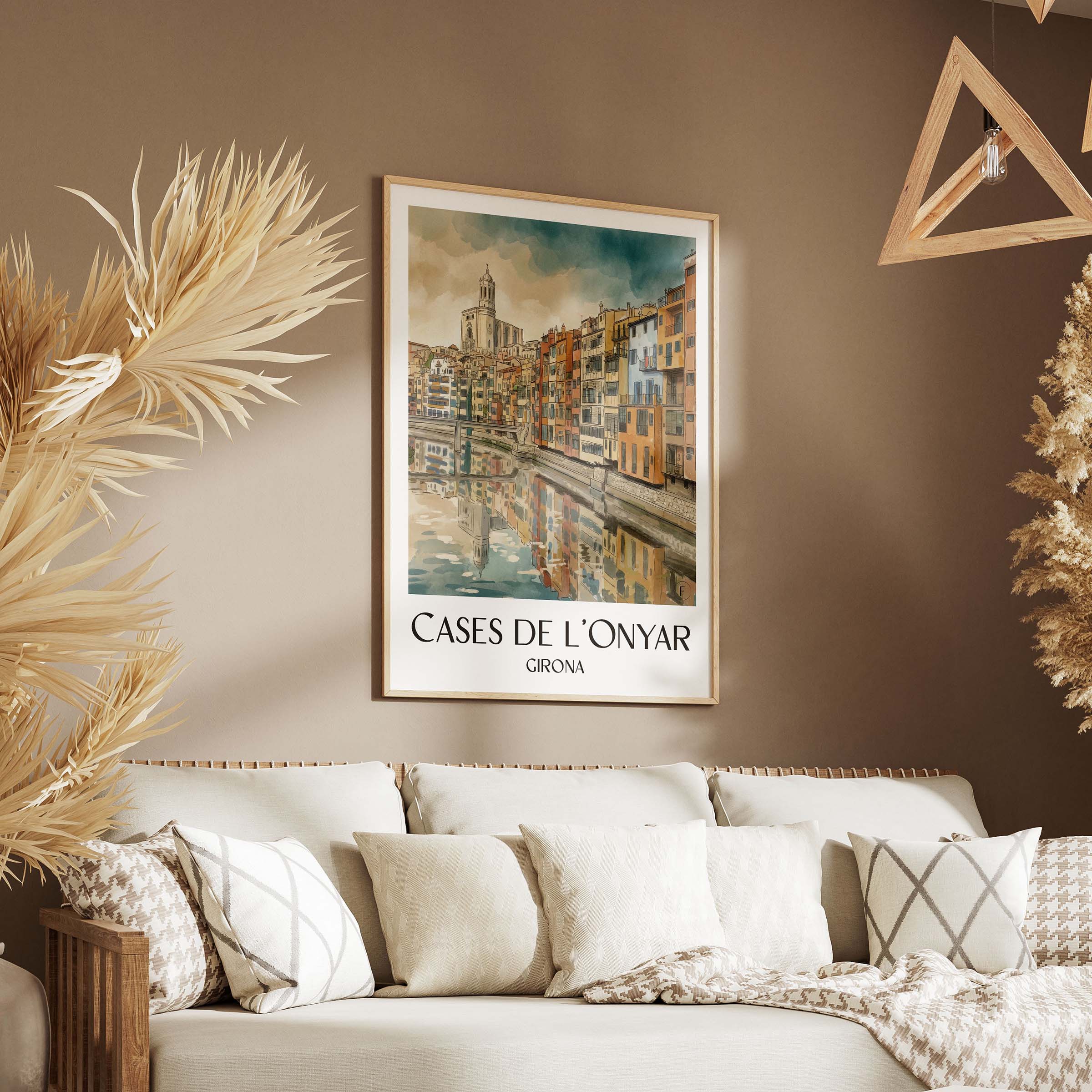 cases-de-l'onyar-girona-spanien-poster-aquarell