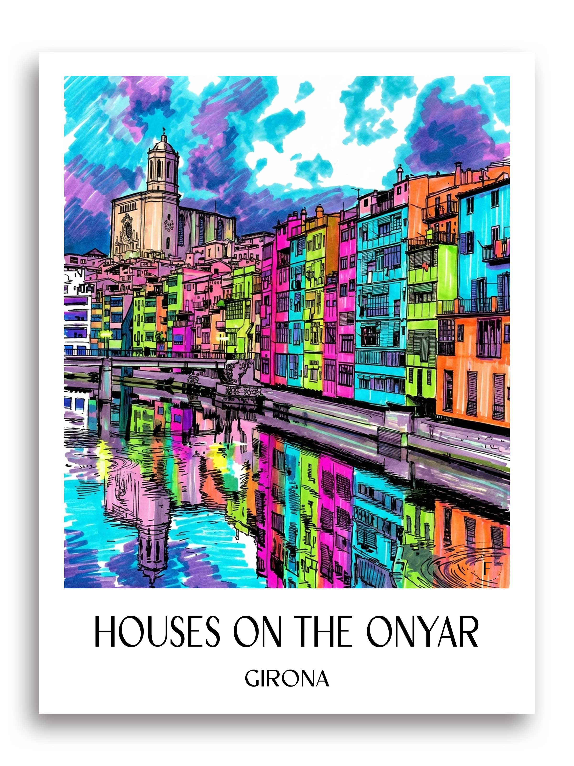 Cases de l'Onyar Poster - Girona - Spanien Kunstdruck - Tag Graffiti von A4 bis A1 - favplace