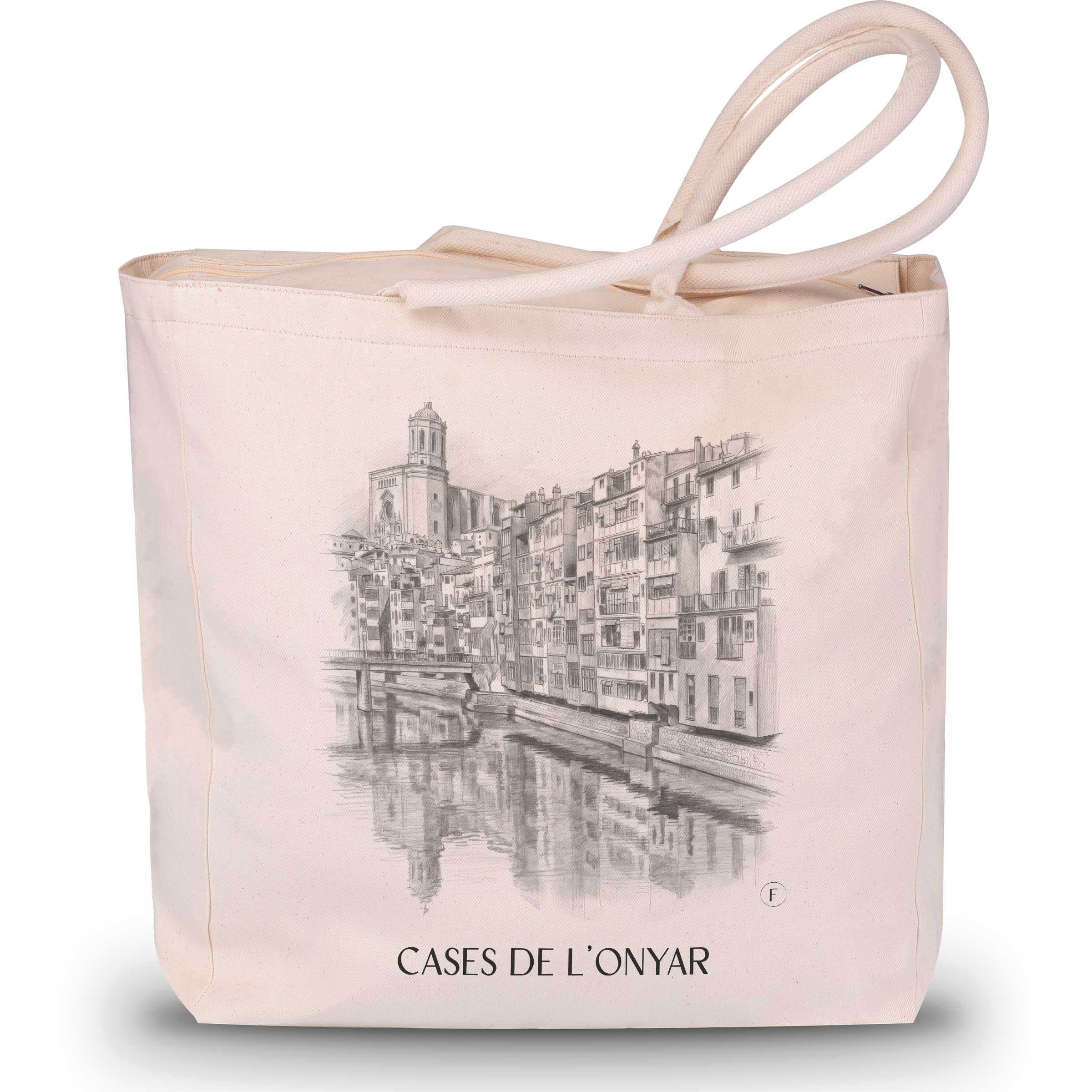 cases-de-l'onyar-girona-spanien-einkaufstasche-bleistift-zeichnung-drawing