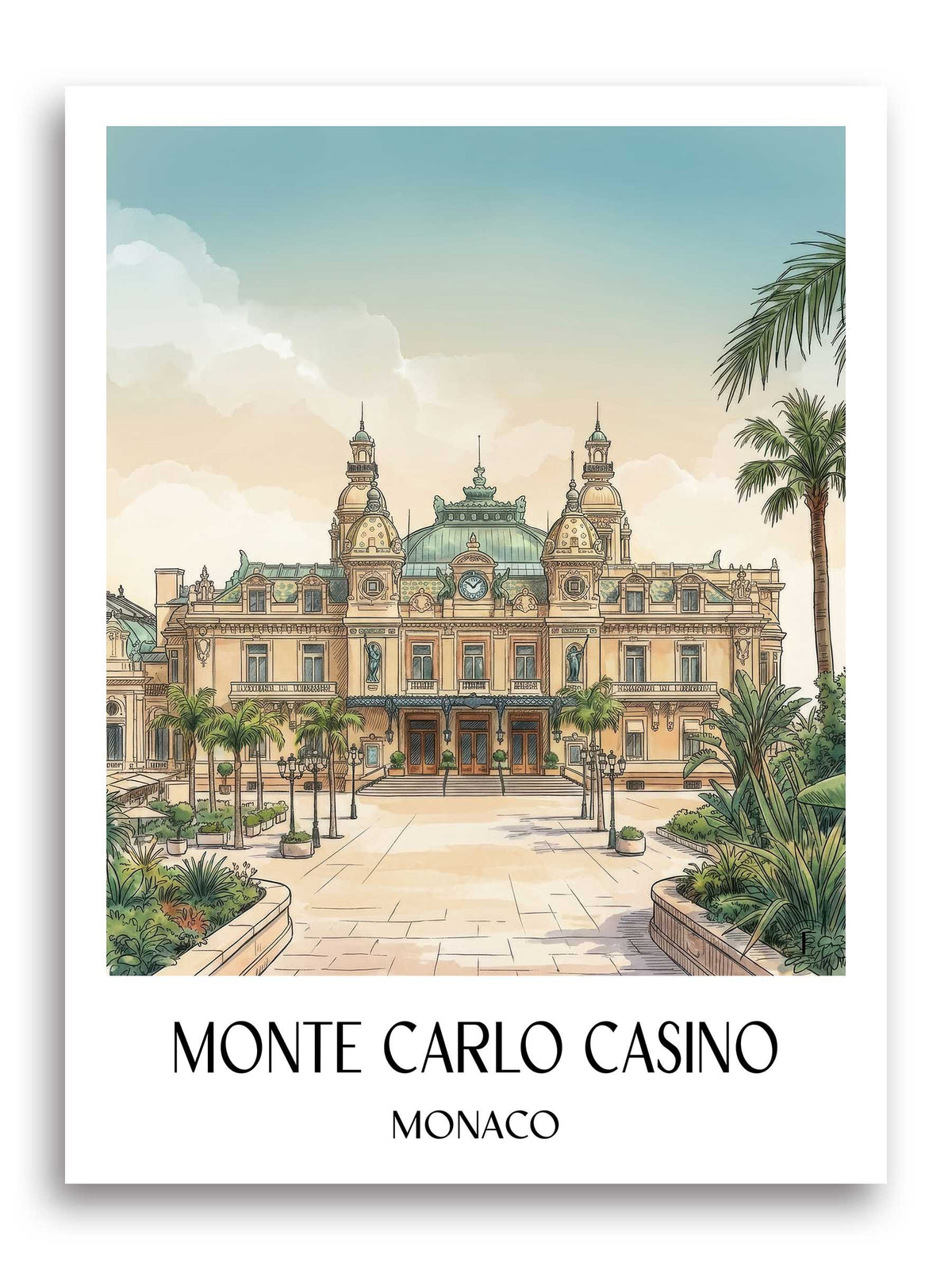 Casino de Monte-Carlo Poster - Monaco - Monaco Kunstdruck - Aquarell von A4 bis A1 - favplace