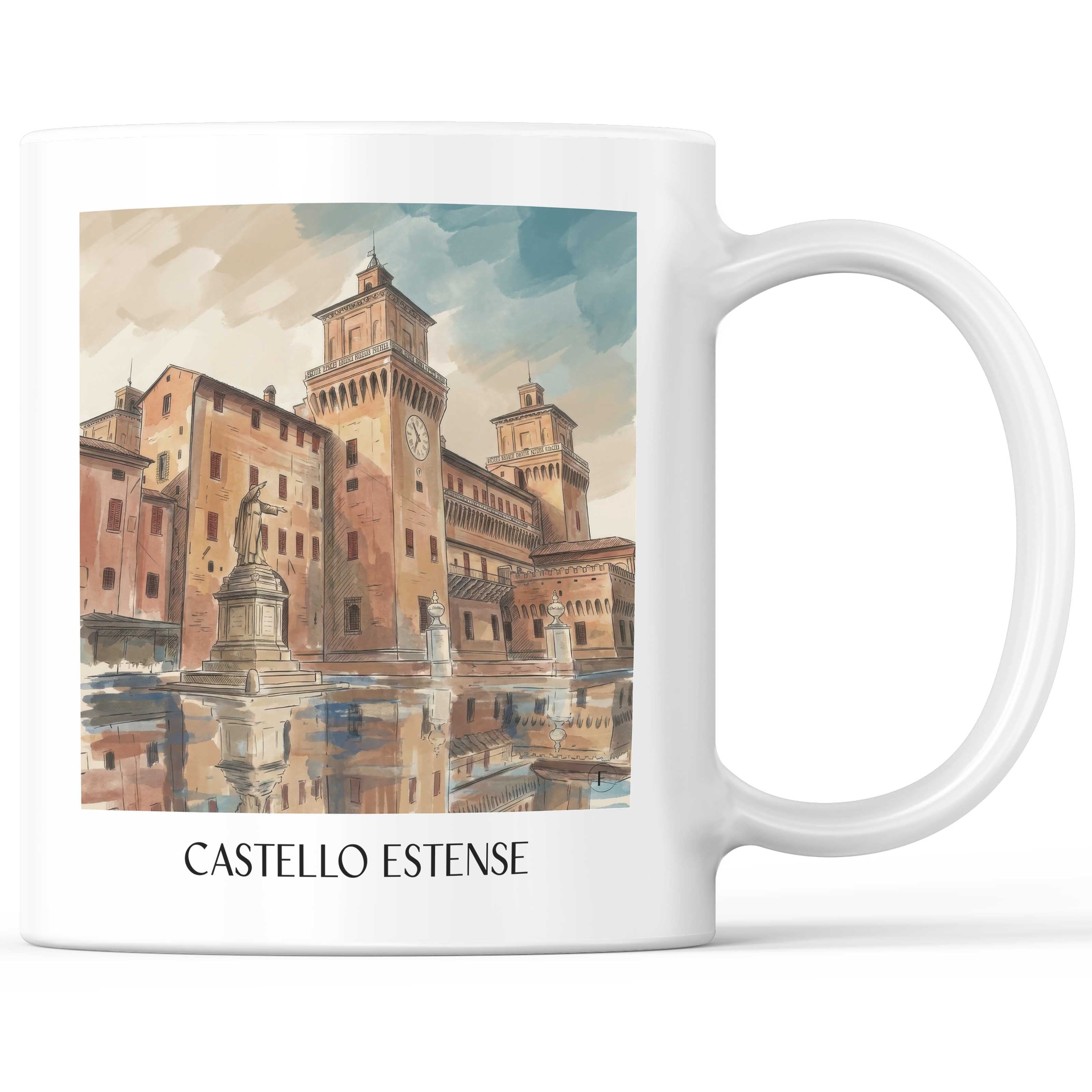 Castello Estense Kaffeebecher - Ferrara - Italien Becher - Kaffeetasse im Aquarell Stil - favplace