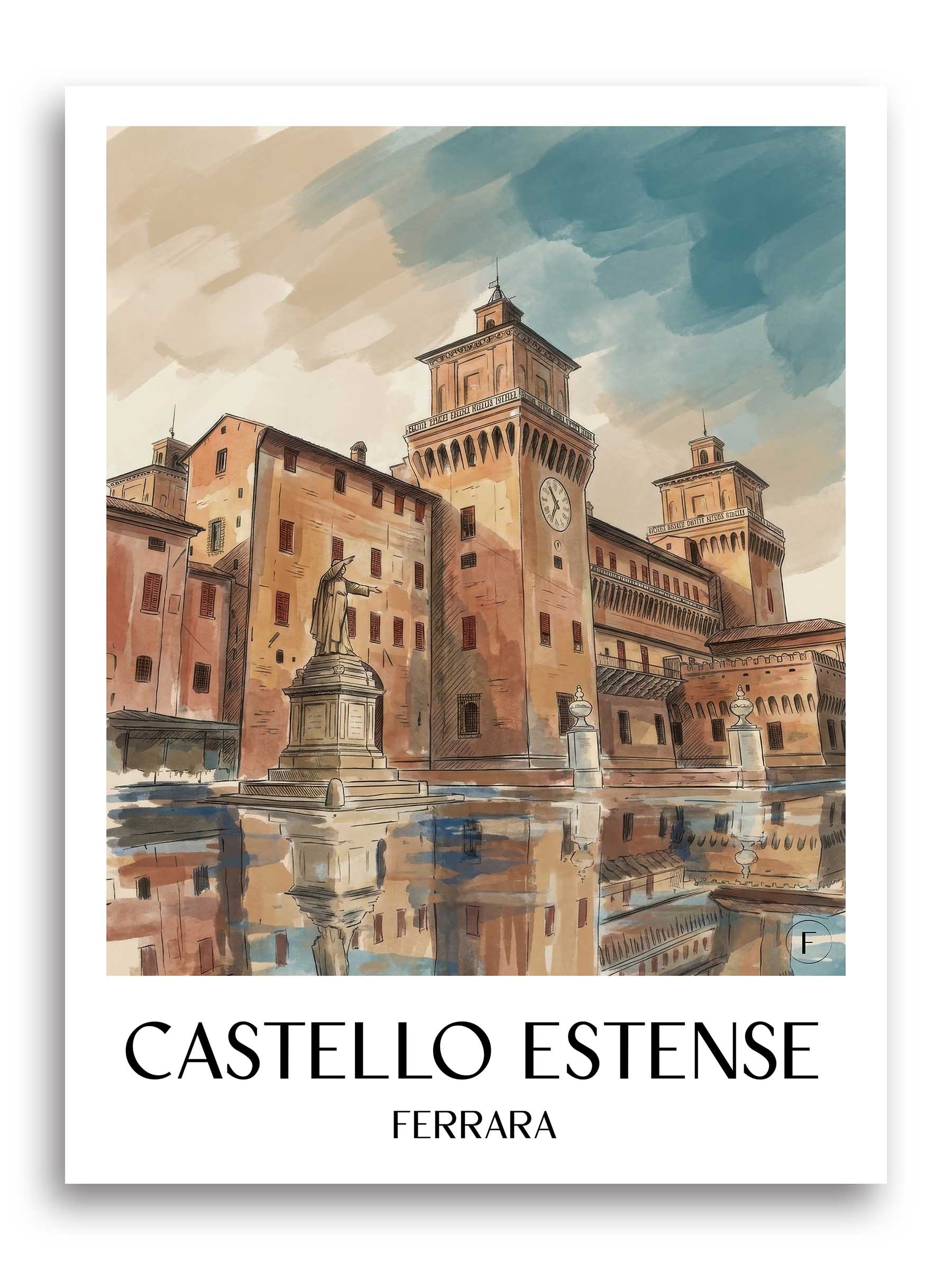 castello-estense-ferrara-italien-poster-aquarell