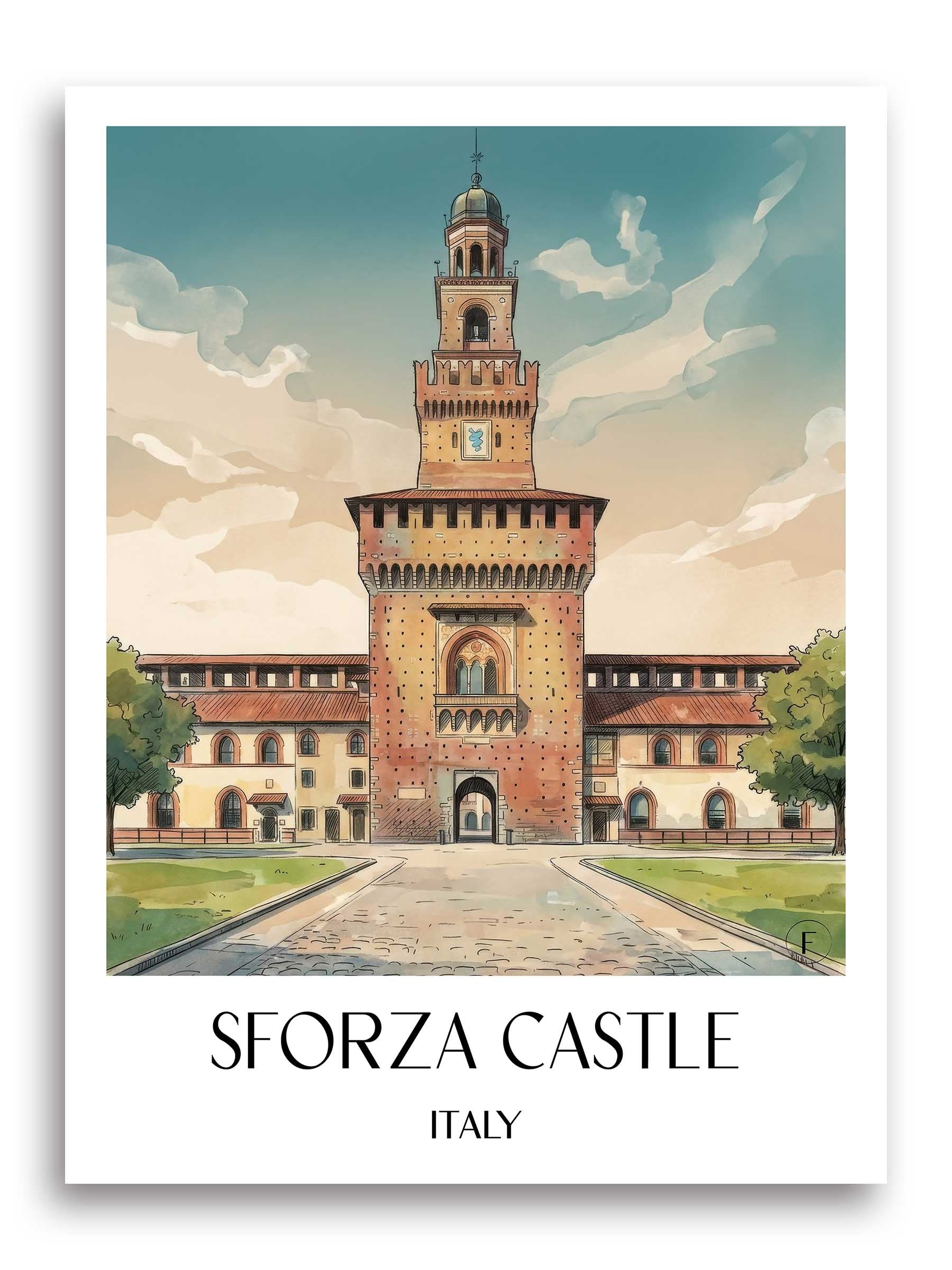 Castello Sforzesco Poster - Mailand - Italien Kunstdruck - Aquarell von A4 bis A1 - favplace