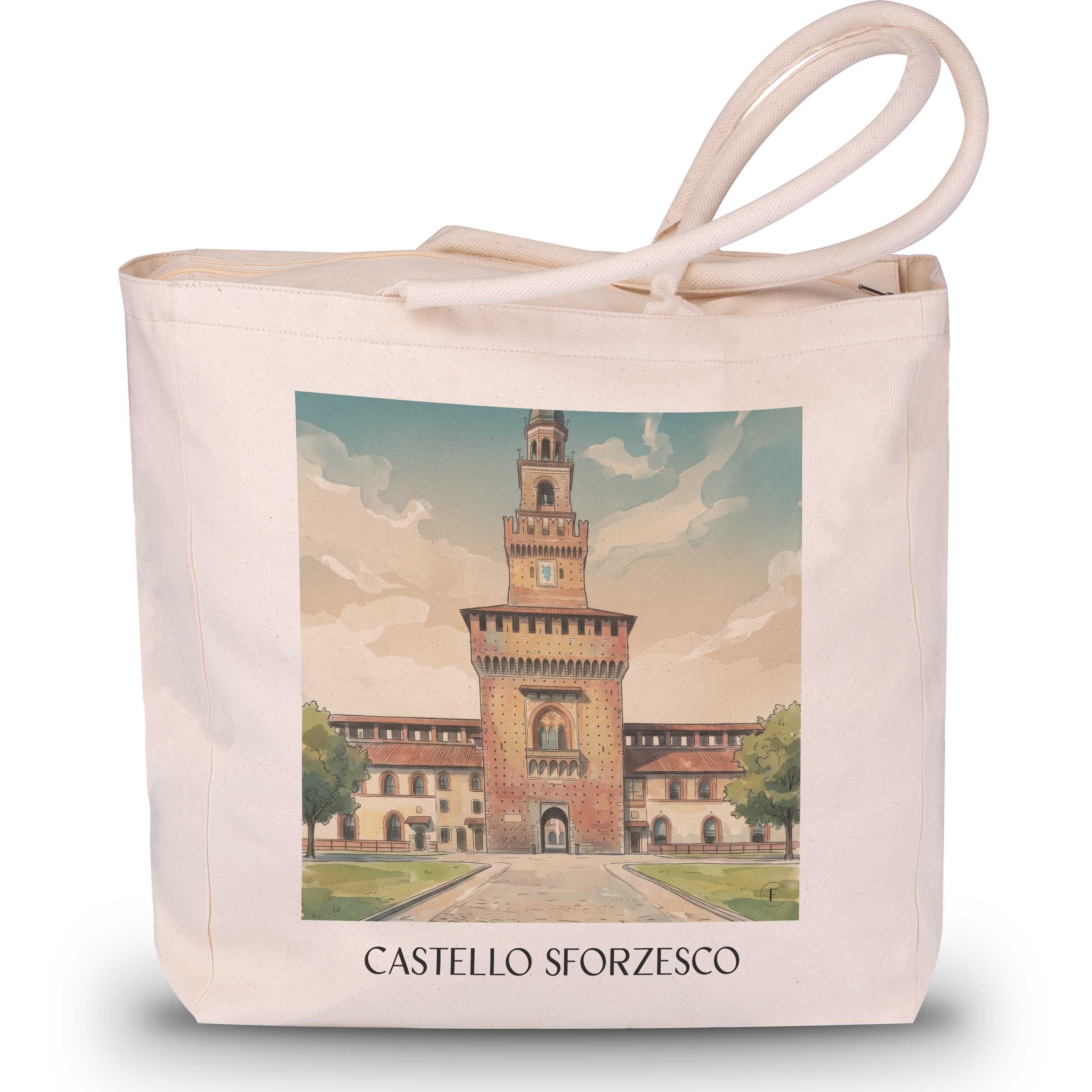 castello-sforzesco-mailand-italien-einkaufstasche-aquarell