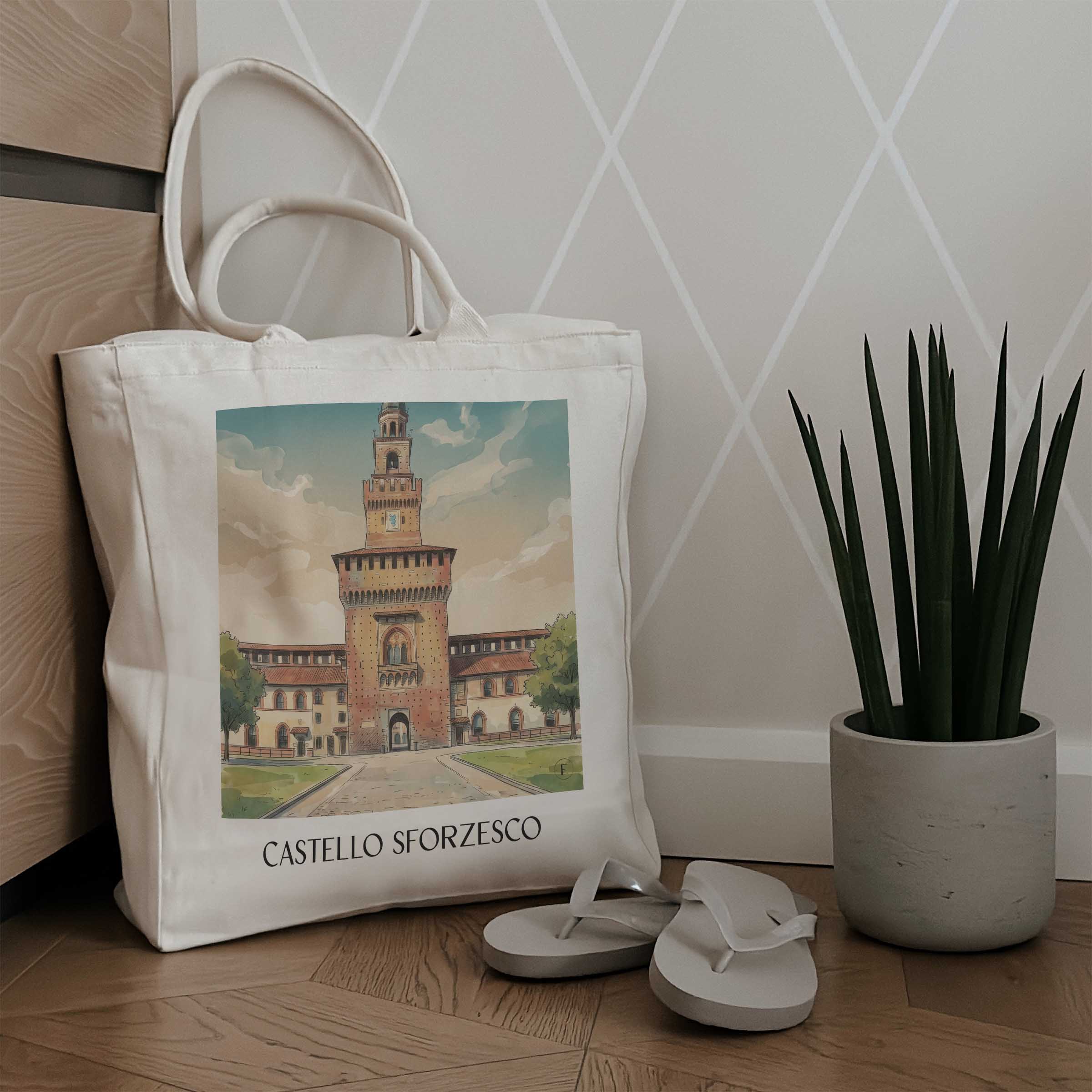 castello-sforzesco-mailand-italien-einkaufstasche-aquarell