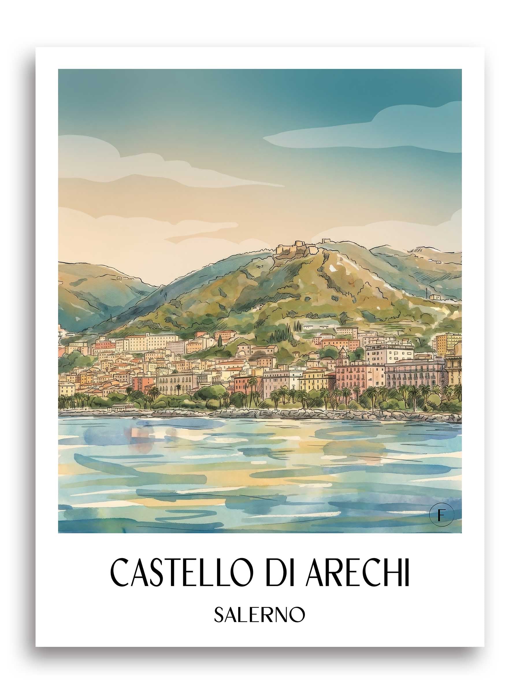 castello-di-arechi-salerno-italien-poster-aquarell