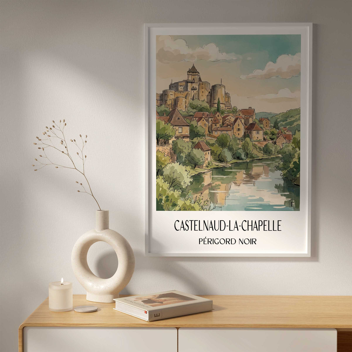castelnaud-la-chapelle-périgord-noir-frankreich-poster-aquarell