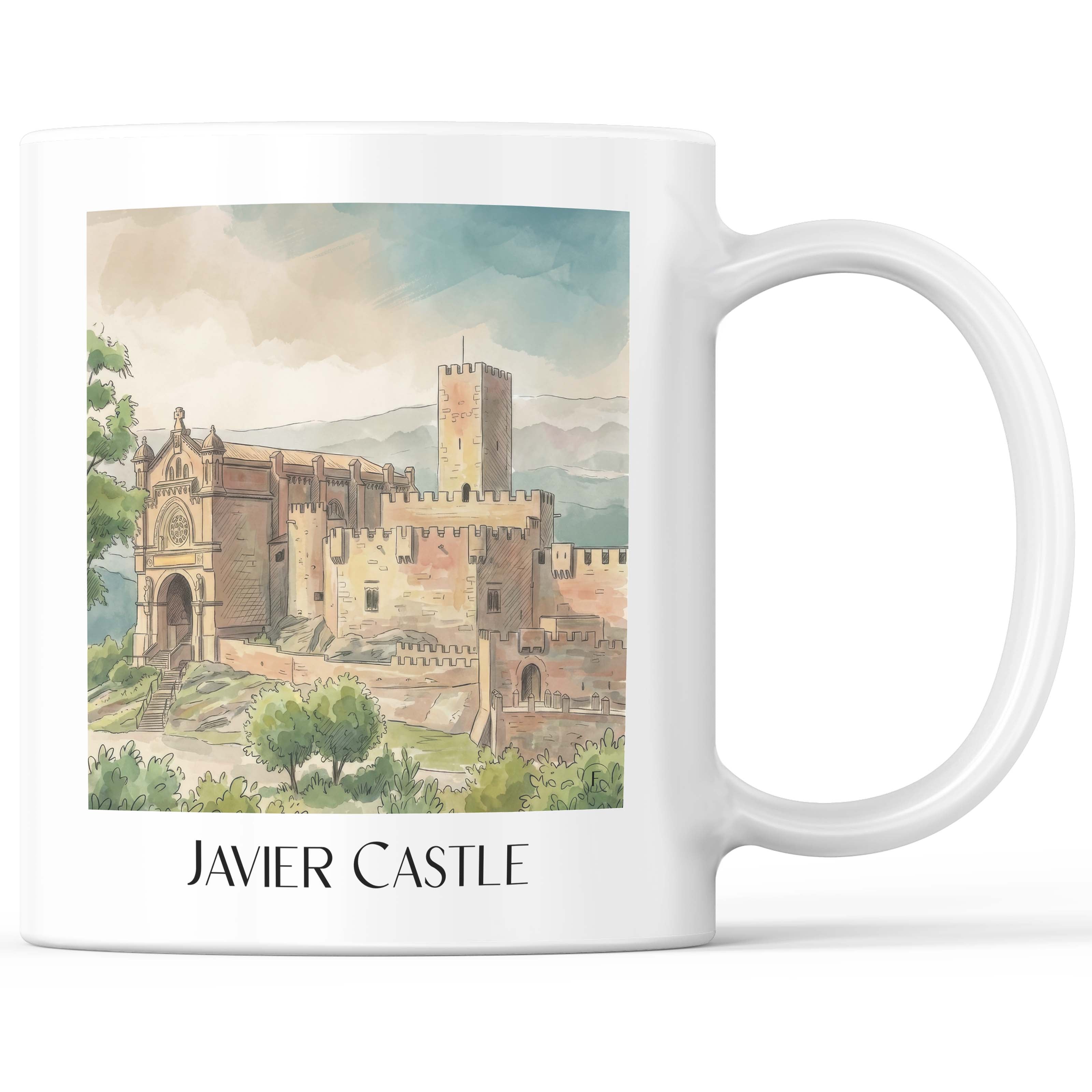Castillo de Javier Kaffeebecher - Spanien - Spanien Becher - Kaffeetasse im Aquarell Stil - favplace