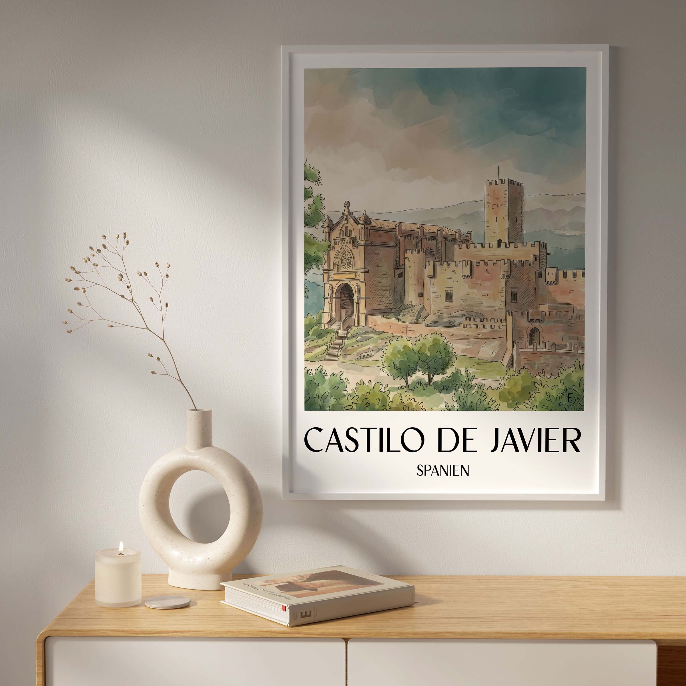 castillo-de-javier-spanien-spanien-poster-aquarell