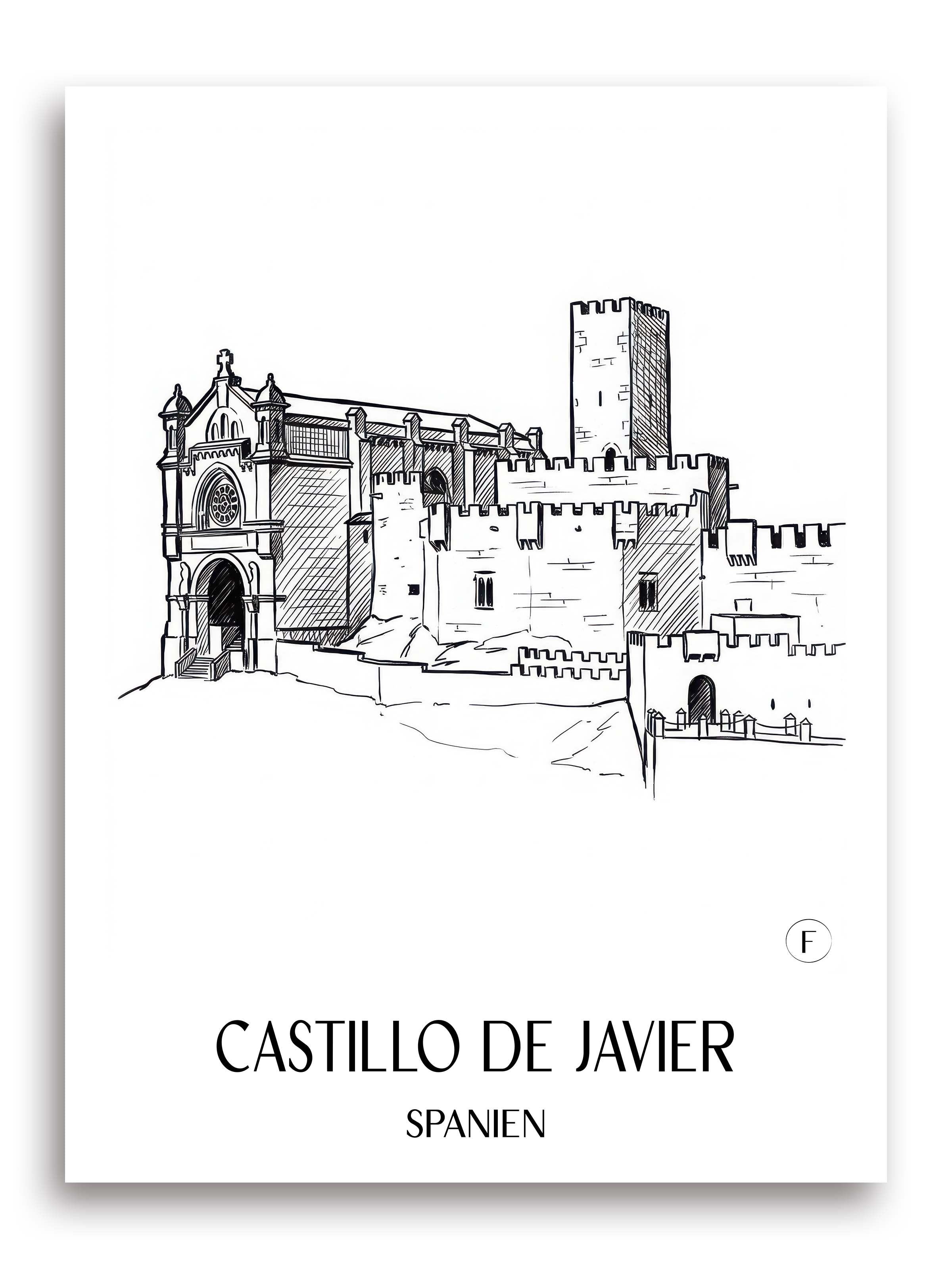 castillo-de-javier-spanien-spanien-poster-skizze