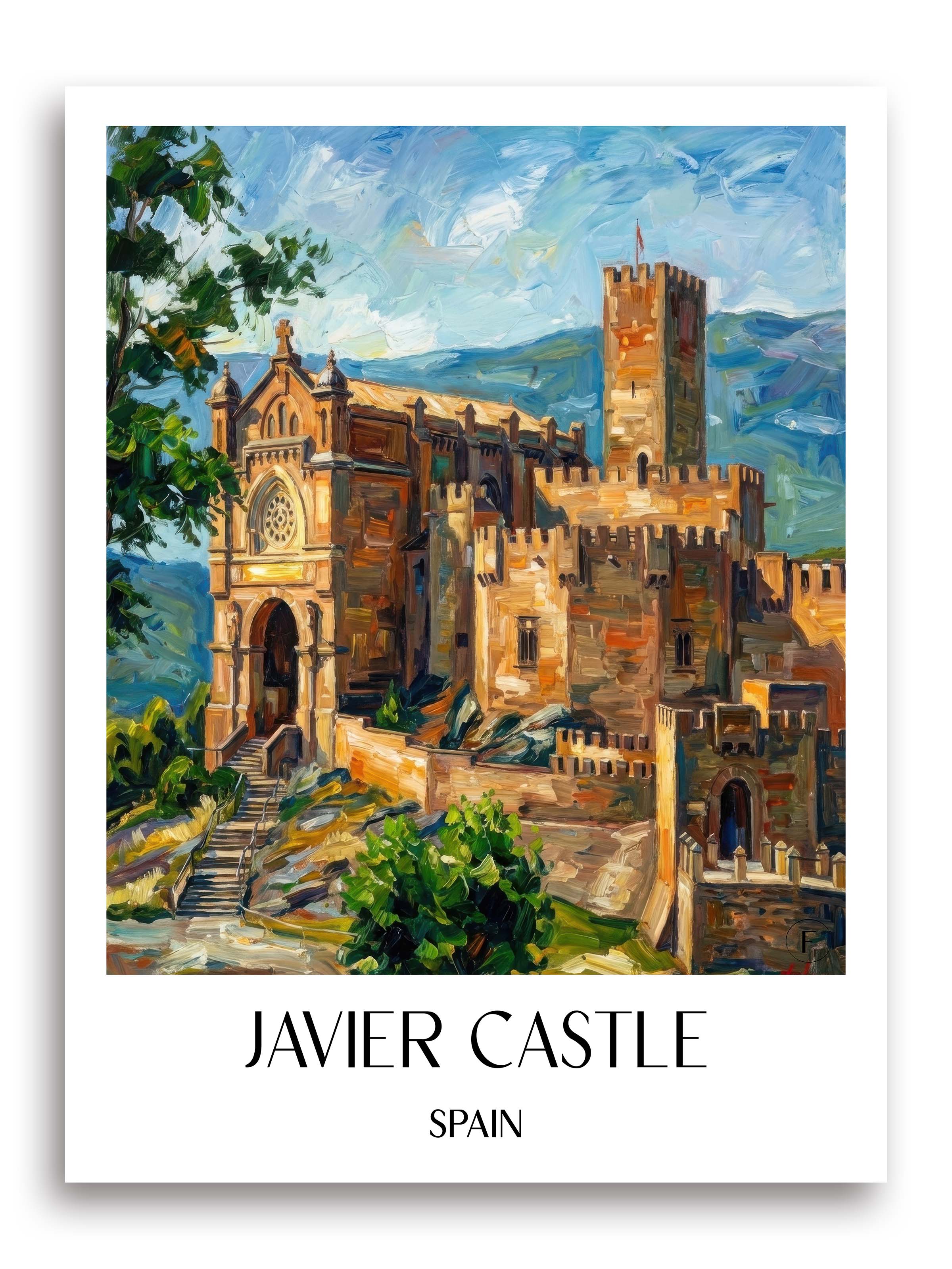 Castillo de Javier Poster - Spanien - Spanien Kunstdruck - Ölgemälde von A4 bis A1 - favplace