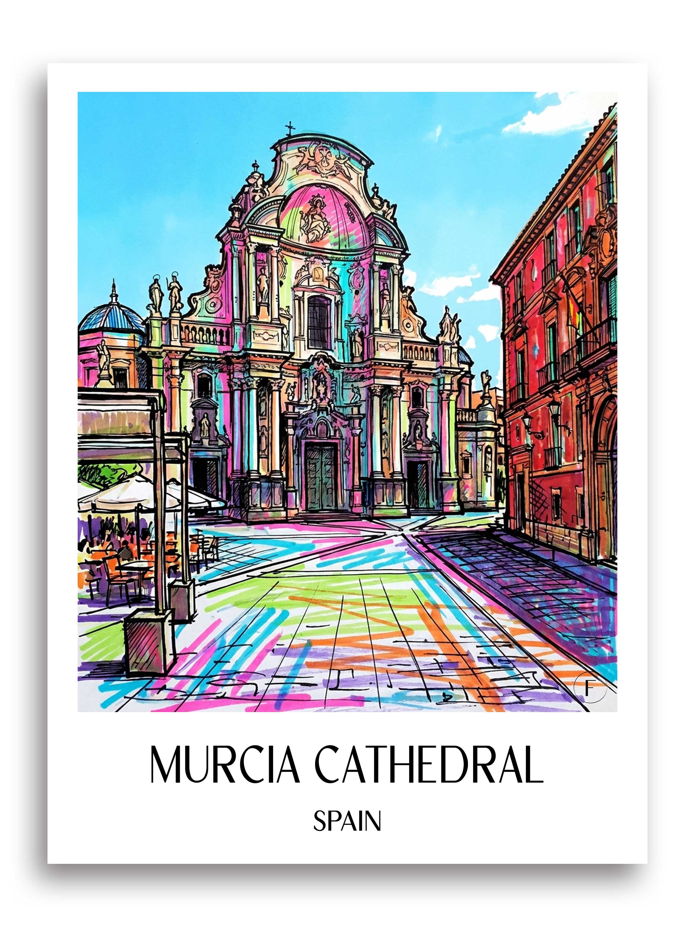 Catedral de Murcia Poster - Spanien - Spanien Kunstdruck - Tag Graffiti von A4 bis A1 - favplace