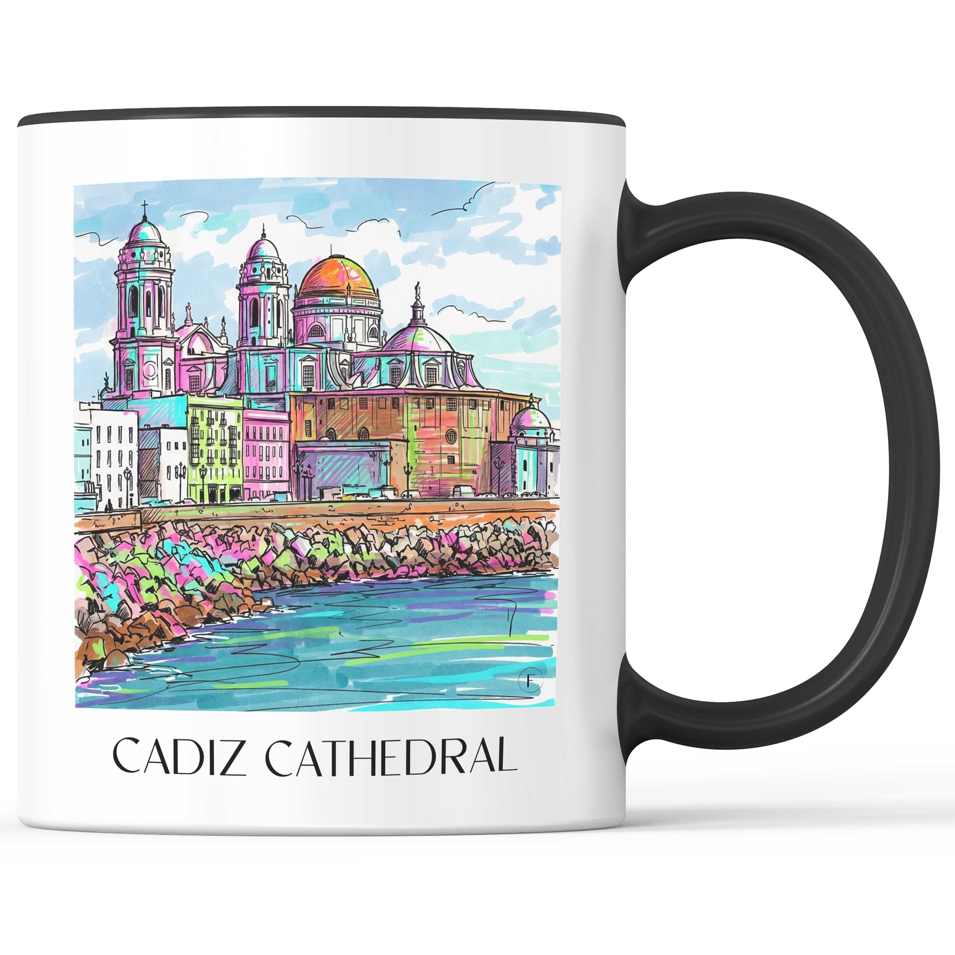 Catedral de Santa Cruz sobre las aguas Kaffeebecher - Cádiz - Spanien Becher - Kaffeetasse im Tag Graffiti Stil - favplace