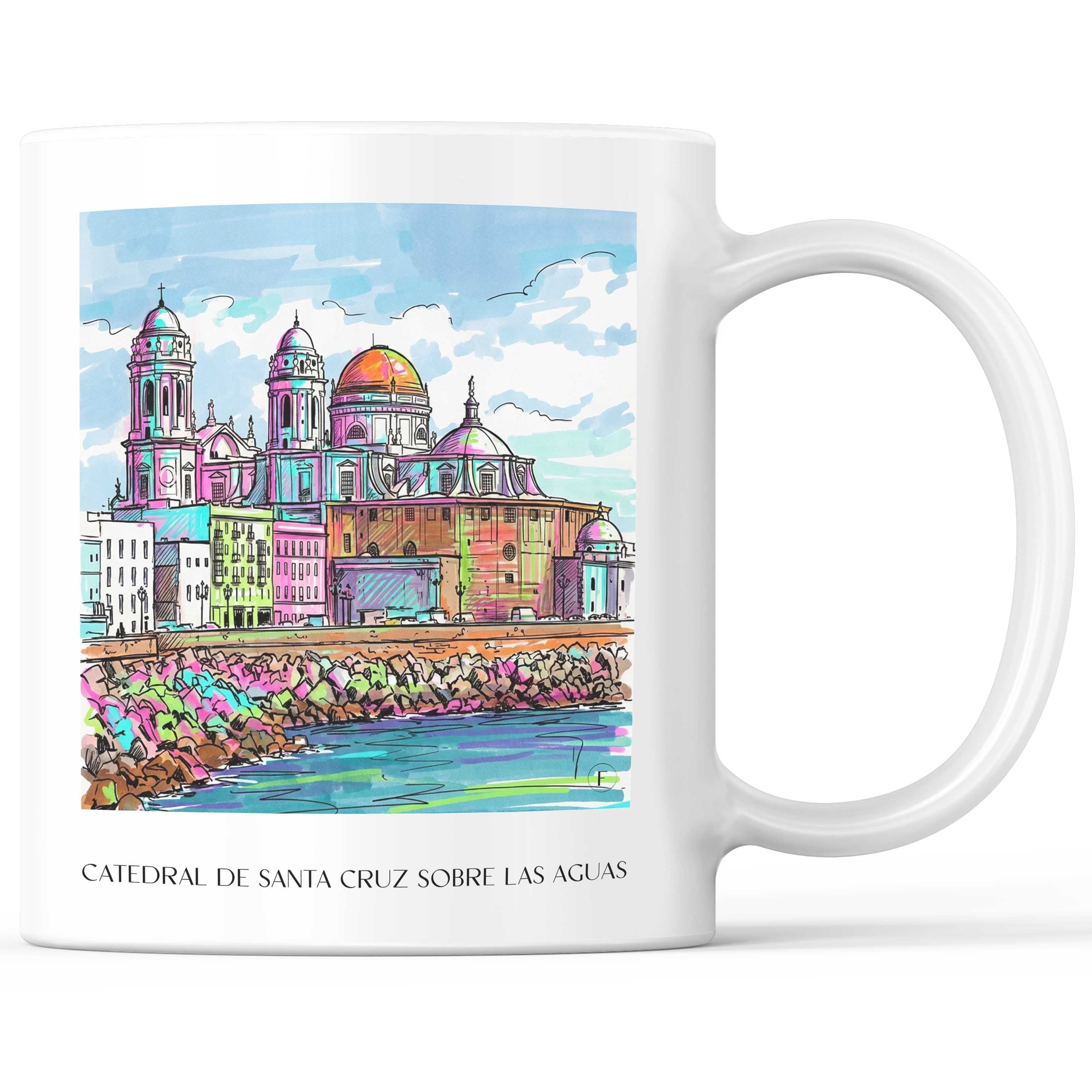 Catedral de Santa Cruz sobre las aguas Kaffeebecher - Cádiz - Spanien Becher - Kaffeetasse im Tag Graffiti Stil - favplace