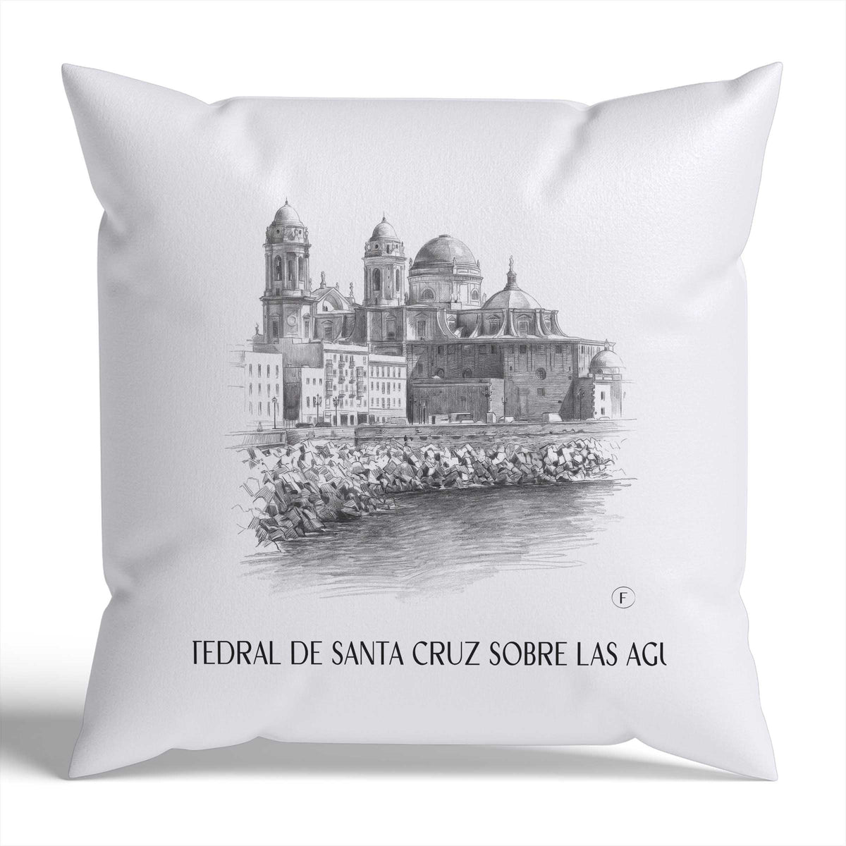 catedral-de-santa-cruz-sobre-las-aguas-cádiz-spanien-kissenbezug-bleistift-zeichnung-drawing