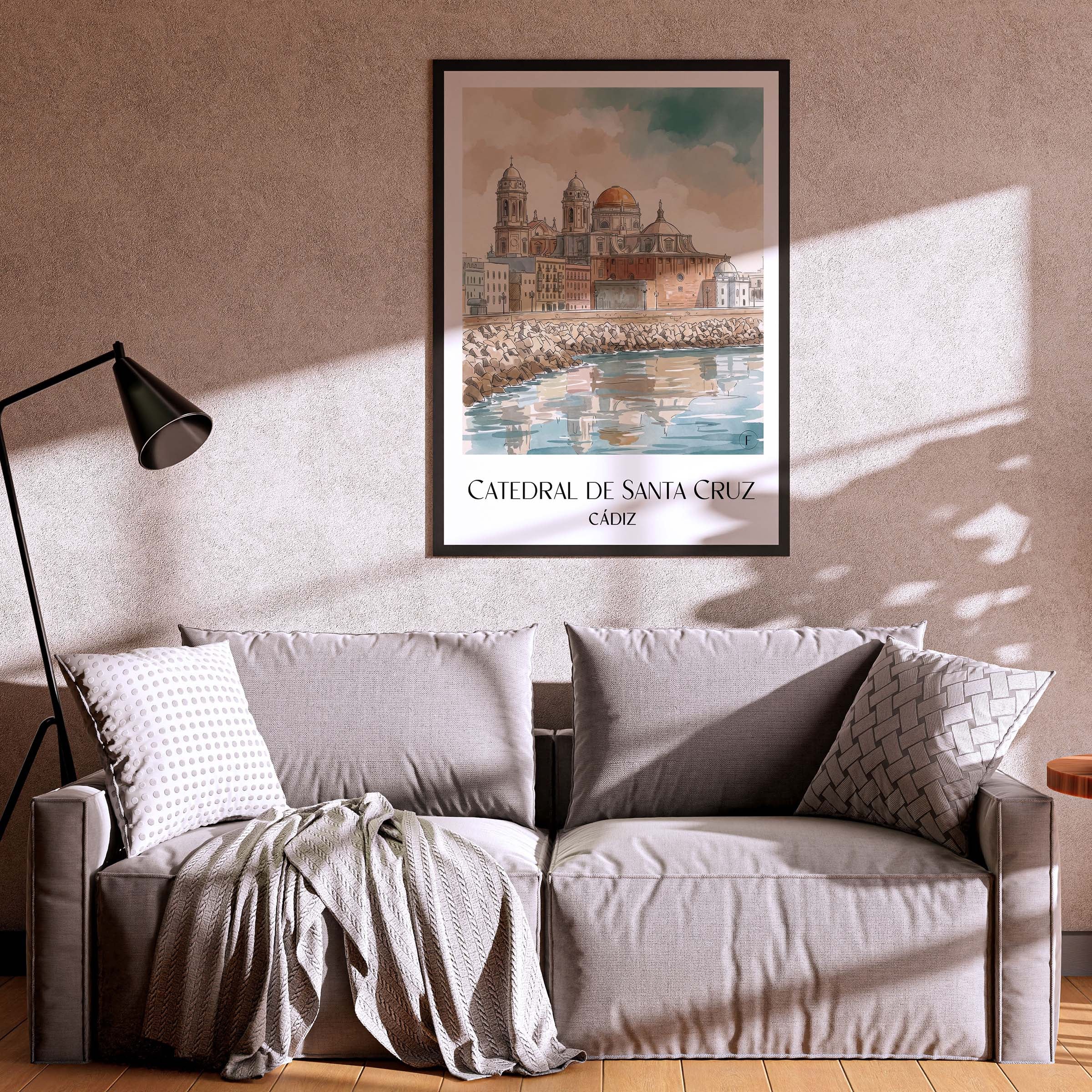 catedral-de-santa-cruz-sobre-las-aguas-cádiz-spanien-poster-aquarell