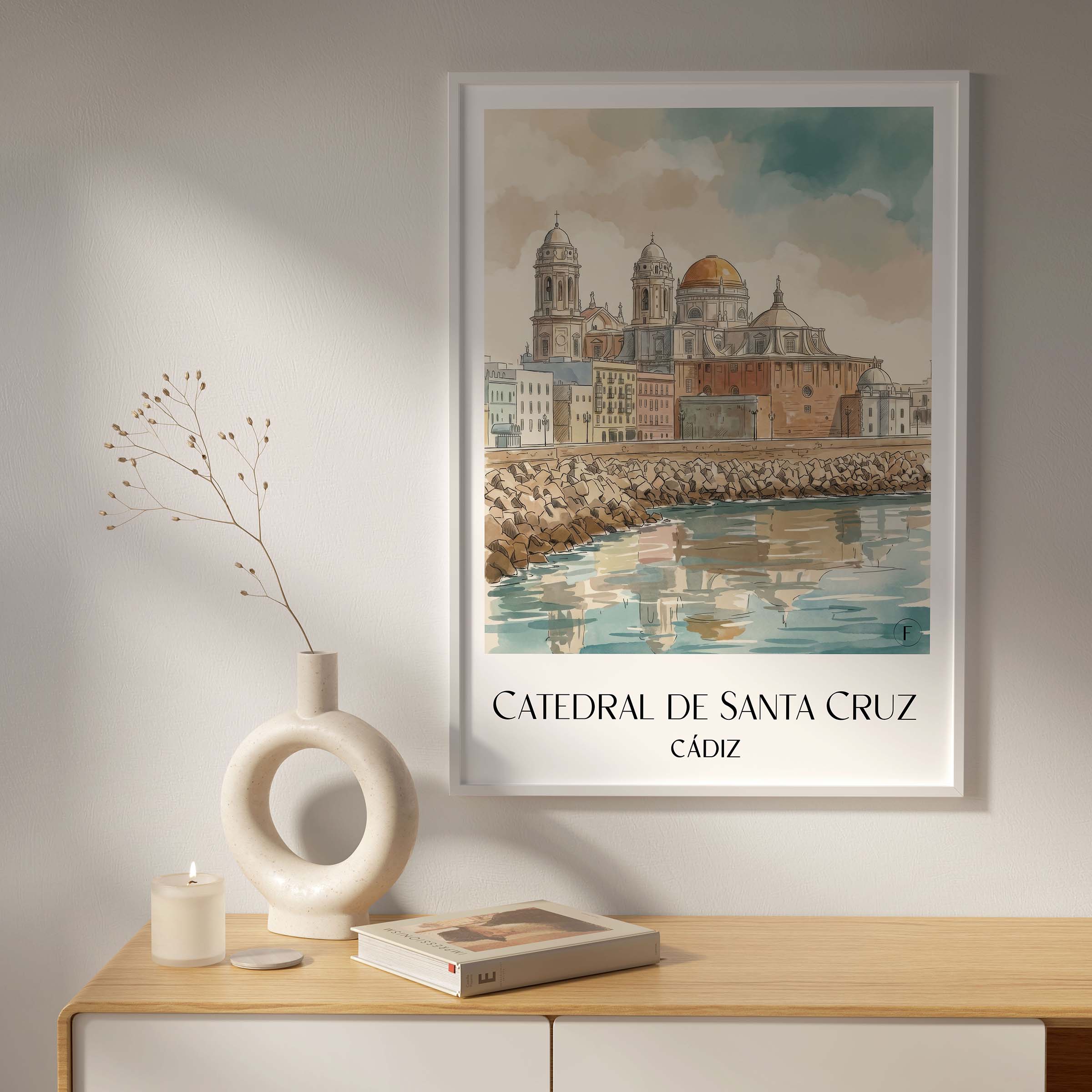 catedral-de-santa-cruz-sobre-las-aguas-cádiz-spanien-poster-aquarell