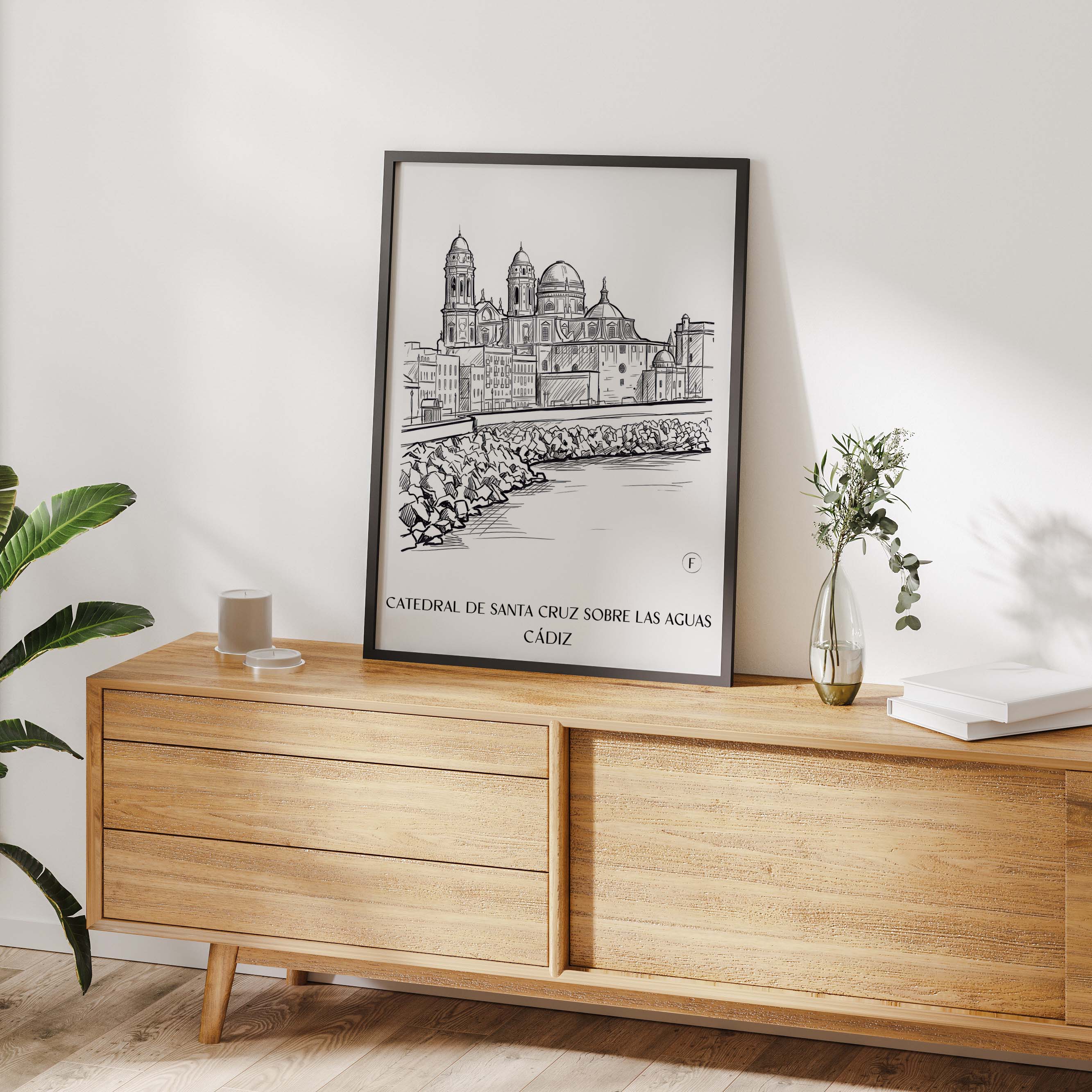 catedral-de-santa-cruz-sobre-las-aguas-cádiz-spanien-poster-skizze