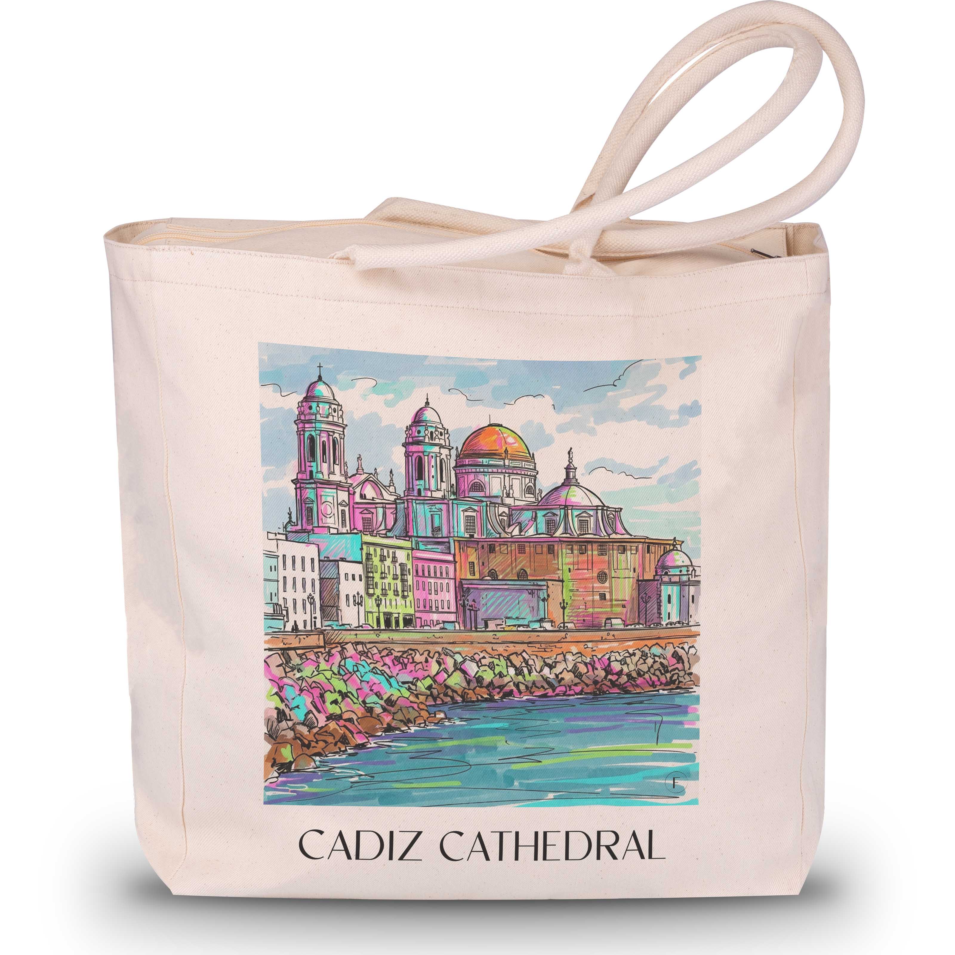 Catedral de Santa Cruz sobre las aguas Shopping Tasche - Cádiz - Spanien Tote Bag - Einkaufstasche im Tag Graffiti Stil - favplace