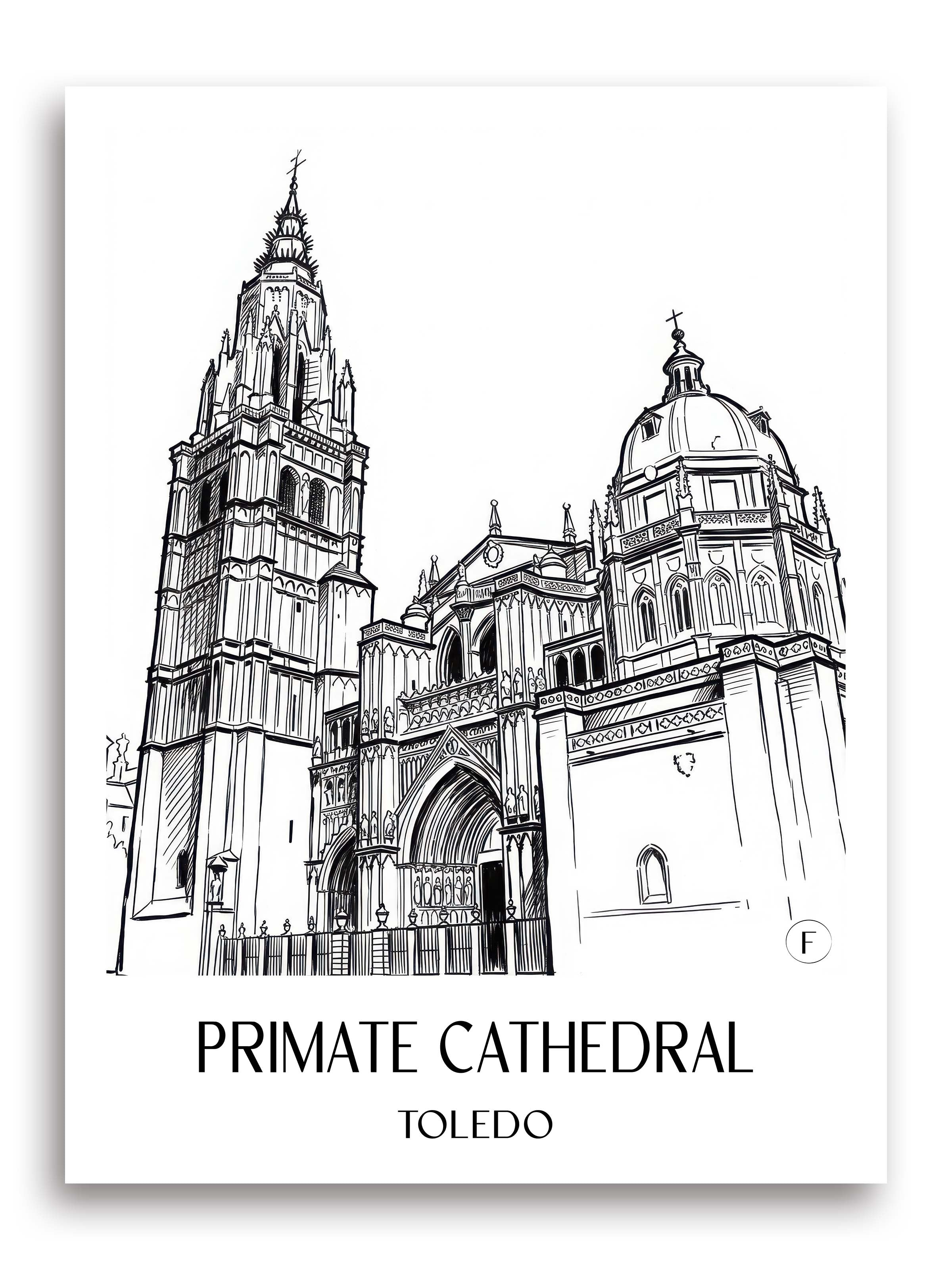Catedral de Santa María Poster - Toledo - Spanien Kunstdruck - Skizze von A4 bis A1 - favplace