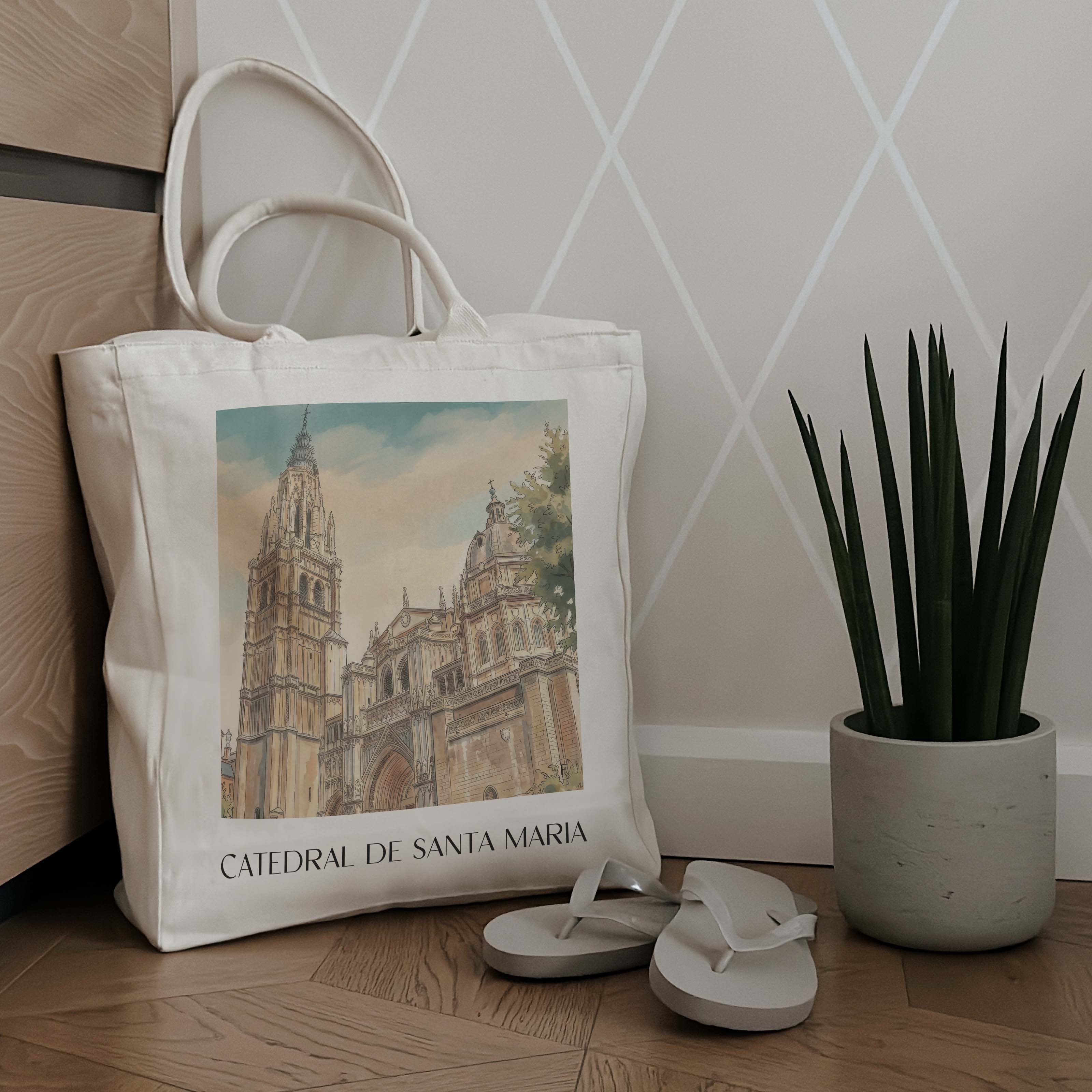 catedral-de-santa-maría-toledo-spanien-einkaufstasche-aquarell