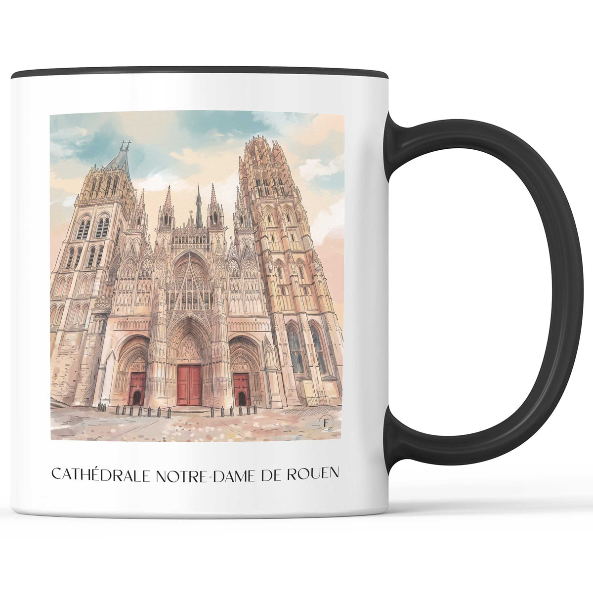 cathédrale-notre-dame-rouen-frankreich-kaffeebecher-aquarell