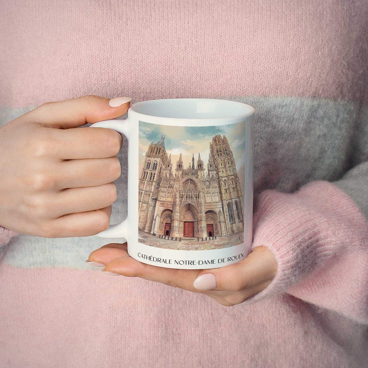 cathédrale-notre-dame-rouen-frankreich-kaffeebecher-aquarell