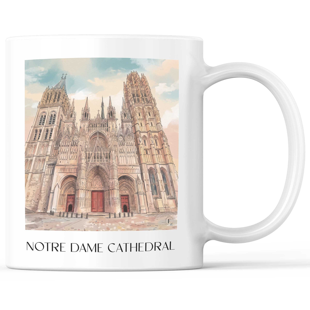 Cathédrale Notre-Dame Kaffeebecher - Rouen - Frankreich Becher - Kaffeetasse im Aquarell Stil
