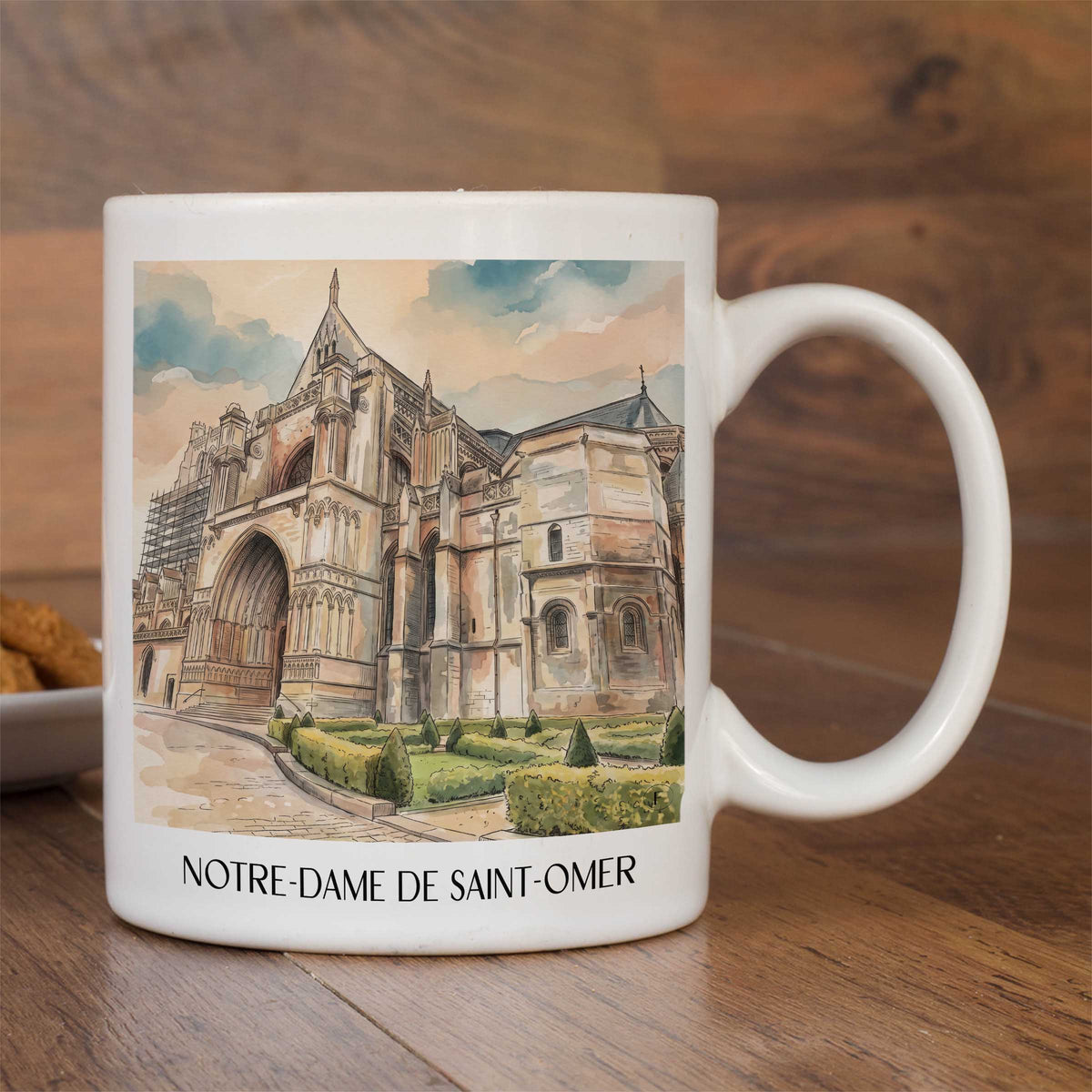 cathédrale-notre-dame-saint-omer-frankreich-kaffeebecher-aquarell