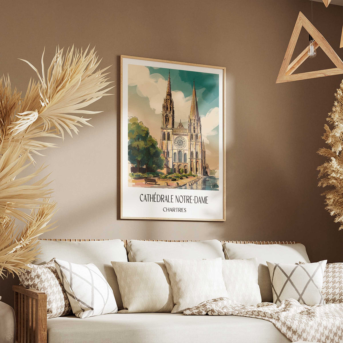 cathédrale-notre-dame-chartres-frankreich-poster-aquarell