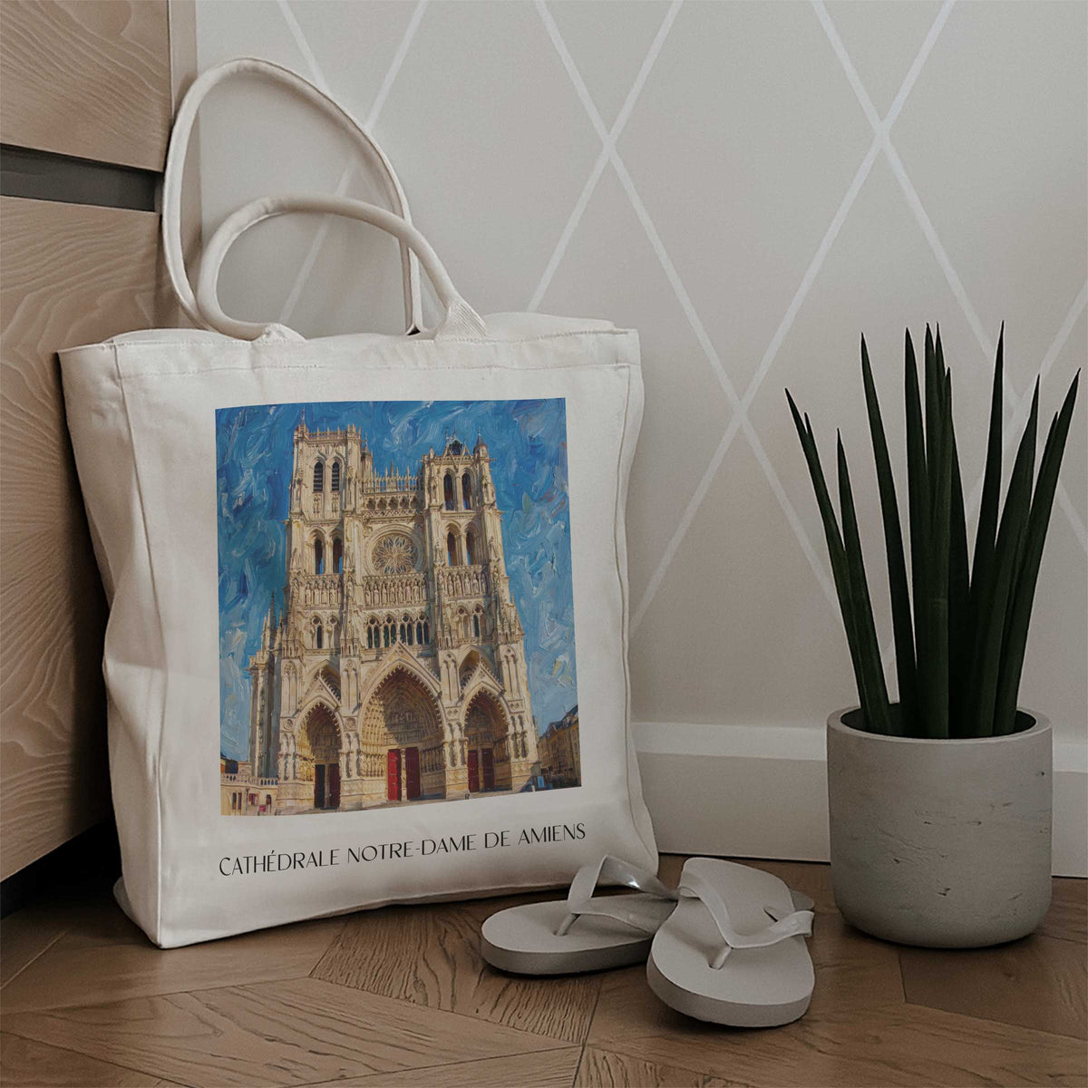cathédrale-notre-dame-amiens-frankreich-einkaufstasche-oil-painting-oelgemaelde
