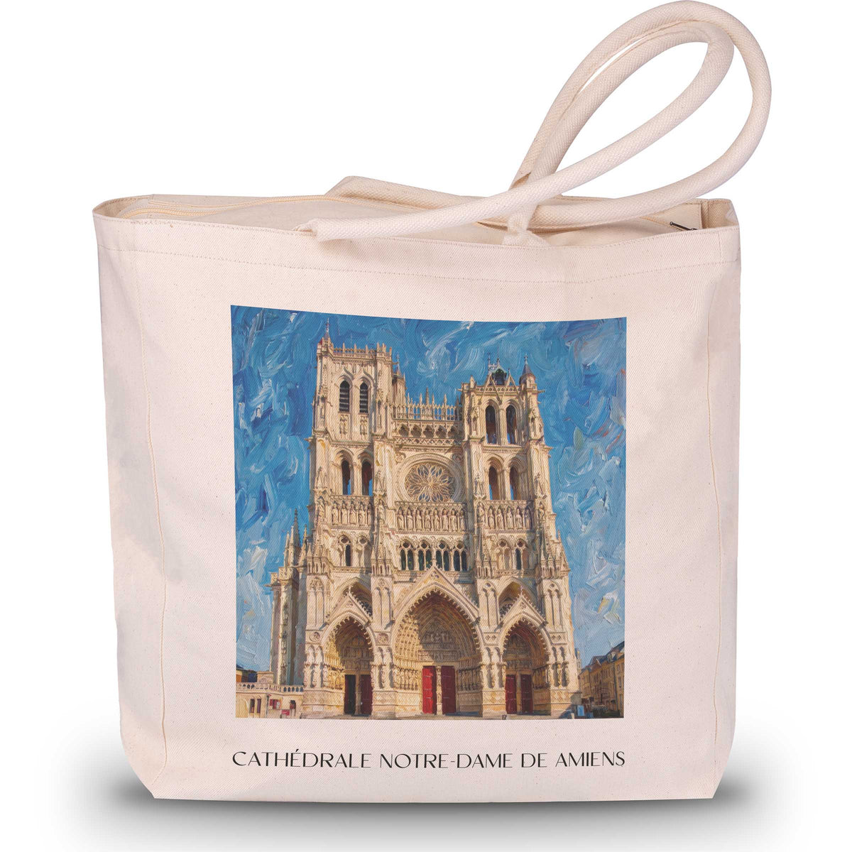 cathédrale-notre-dame-amiens-frankreich-einkaufstasche-oil-painting-oelgemaelde