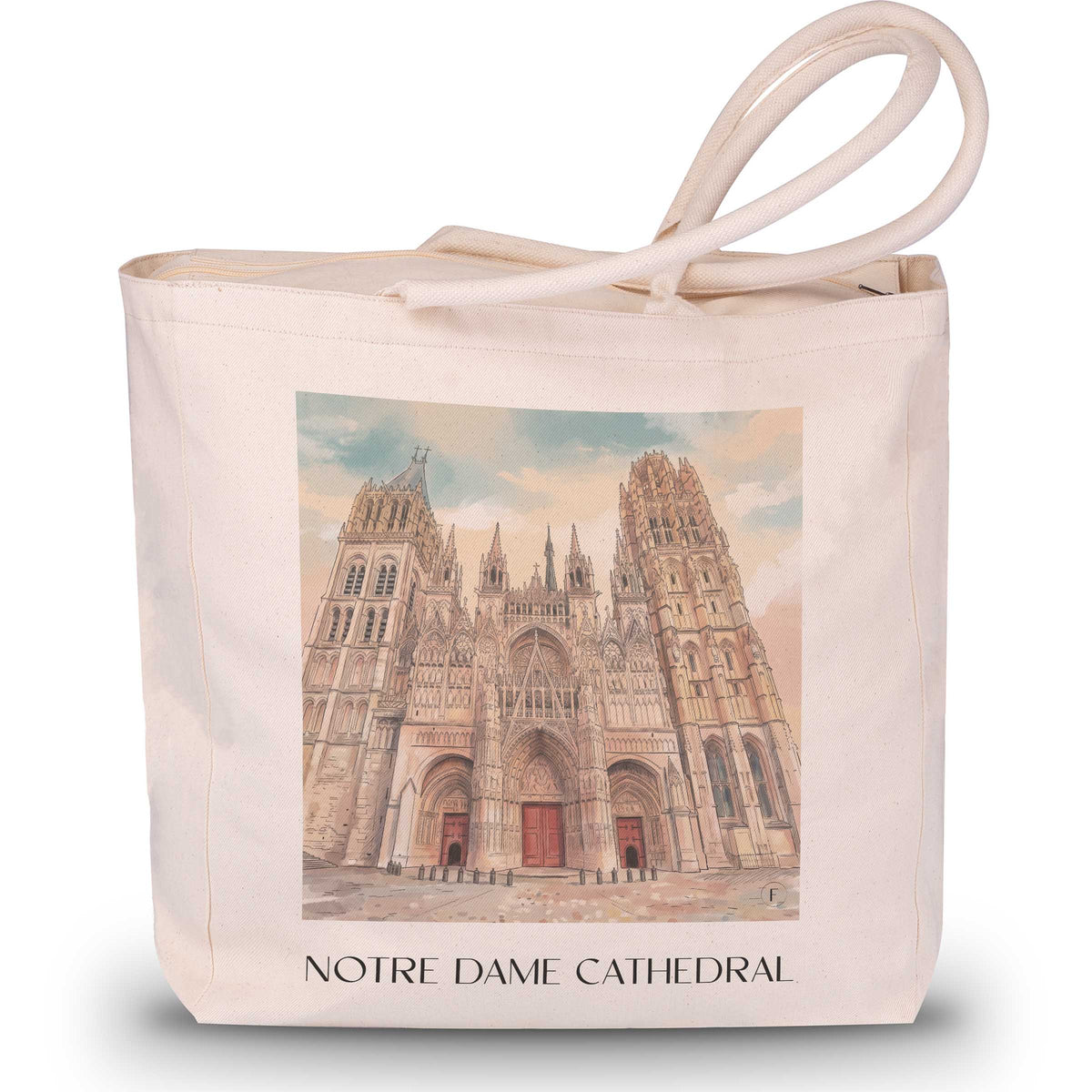 Cathédrale Notre-Dame Shopping Tasche - Rouen - Frankreich Tote Bag - Einkaufstasche im Aquarell Stil