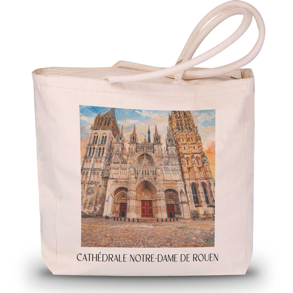 cathédrale-notre-dame-rouen-frankreich-einkaufstasche-oil-painting-oelgemaelde