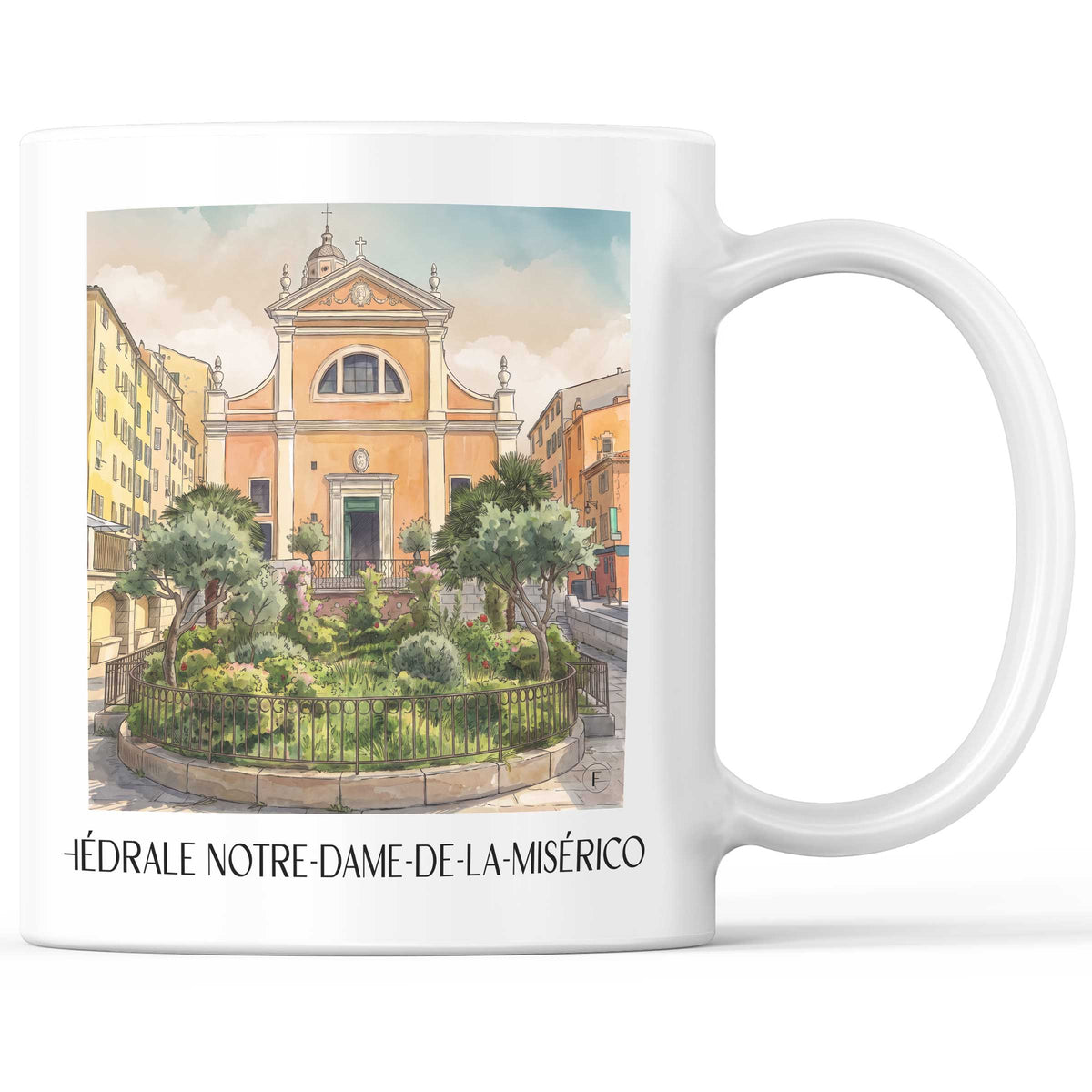 Cathédrale Notre-Dame-de-la-Miséricorde Kaffeebecher - Ajaccio - Frankreich Becher - Kaffeetasse im Aquarell Stil - favplace