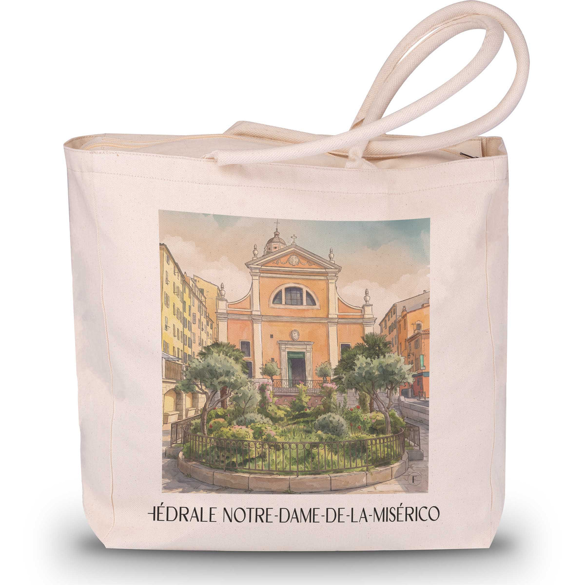 Cathédrale Notre-Dame-de-la-Miséricorde Shopping Tasche - Ajaccio - Frankreich Tote Bag - Einkaufstasche im Aquarell Stil